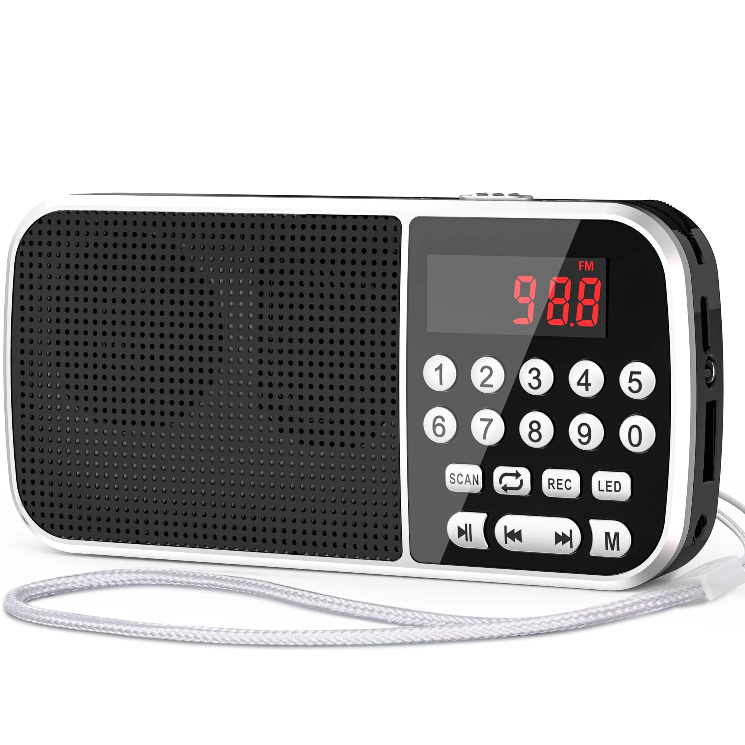 Digital AM FM Radio with Bluetooth 5.3,Small Transistor Radio with Best Reception,2000mAh Rechargeable Battery Operated Radio with 5W Speaker,TF Card USB MP3 Playback,3.5mm Earphone Jack,Flashlight Black