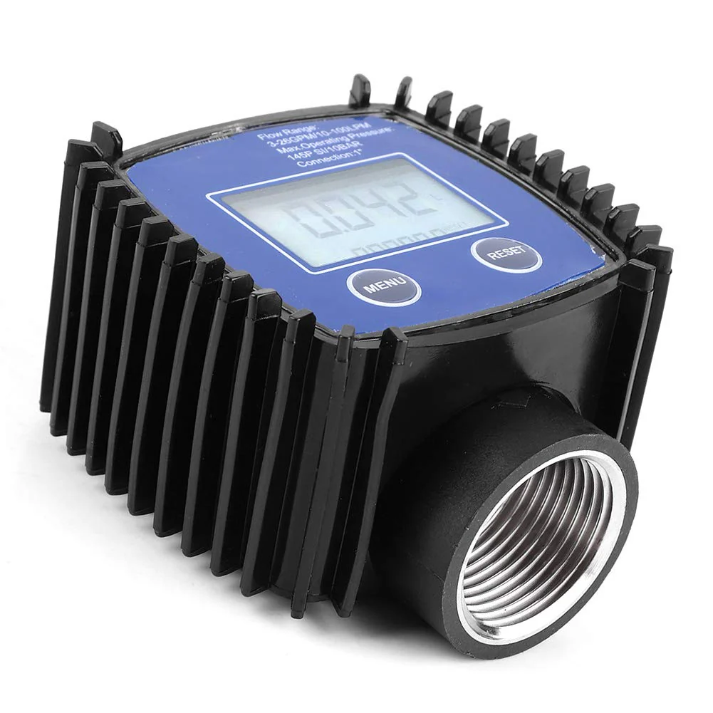 Digital Flow Meter, 5-120 L/Min 1 Inch Turbine Flow Meter with LCD Display, 1% Accuracy Diesel Fuel Flow Meter for Alcohol, Petrol, Chemical Liquids