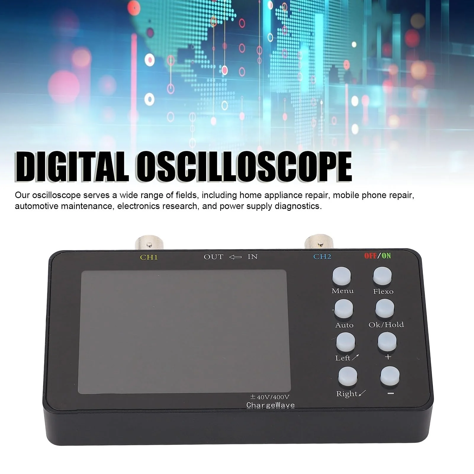 Digital Oscilloscope, 2-in-1 Oscilloscope and Signal Generator, 50 Ms/s Professional Handheld Oscilloscope, 2 Channel Digital Oscilloscope, with 3.2 Inch LCD Display for Repair of Electronics - Image 2