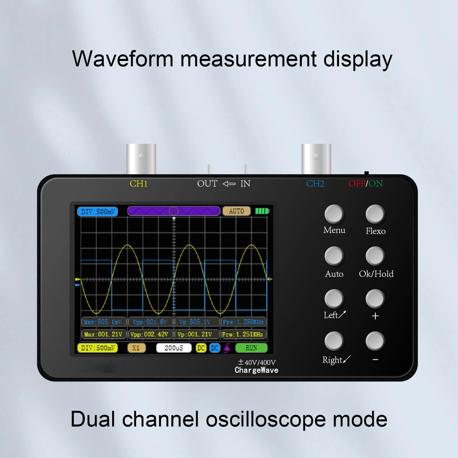 Digital Oscilloscope, 2-in-1 Oscilloscope and Signal Generator, 50 Ms/s Professional Handheld Oscilloscope, 2 Channel Digital Oscilloscope, with 3.2 Inch LCD Display for Repair of Electronics - Image 5