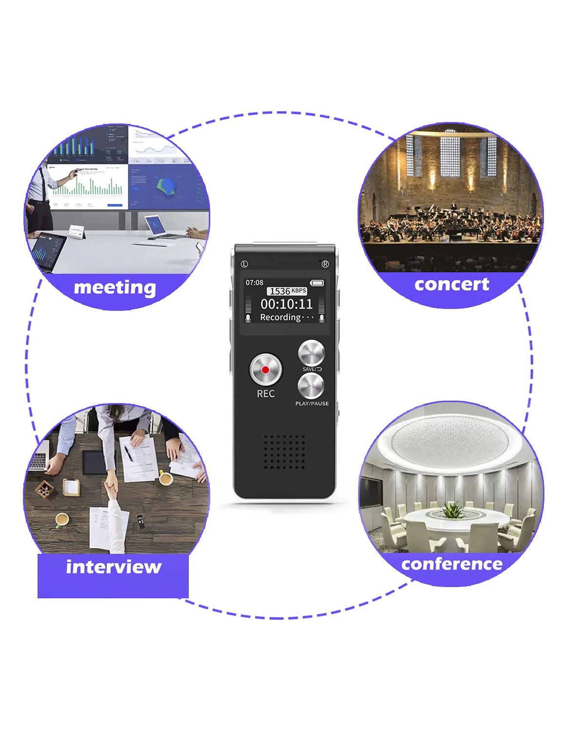 Digital Voice Recorder 16GB Voice Recorder with Playback for Lectures - USB Rechargeable Dictaphone Upgraded Small Tape Recorder Device - Image 7