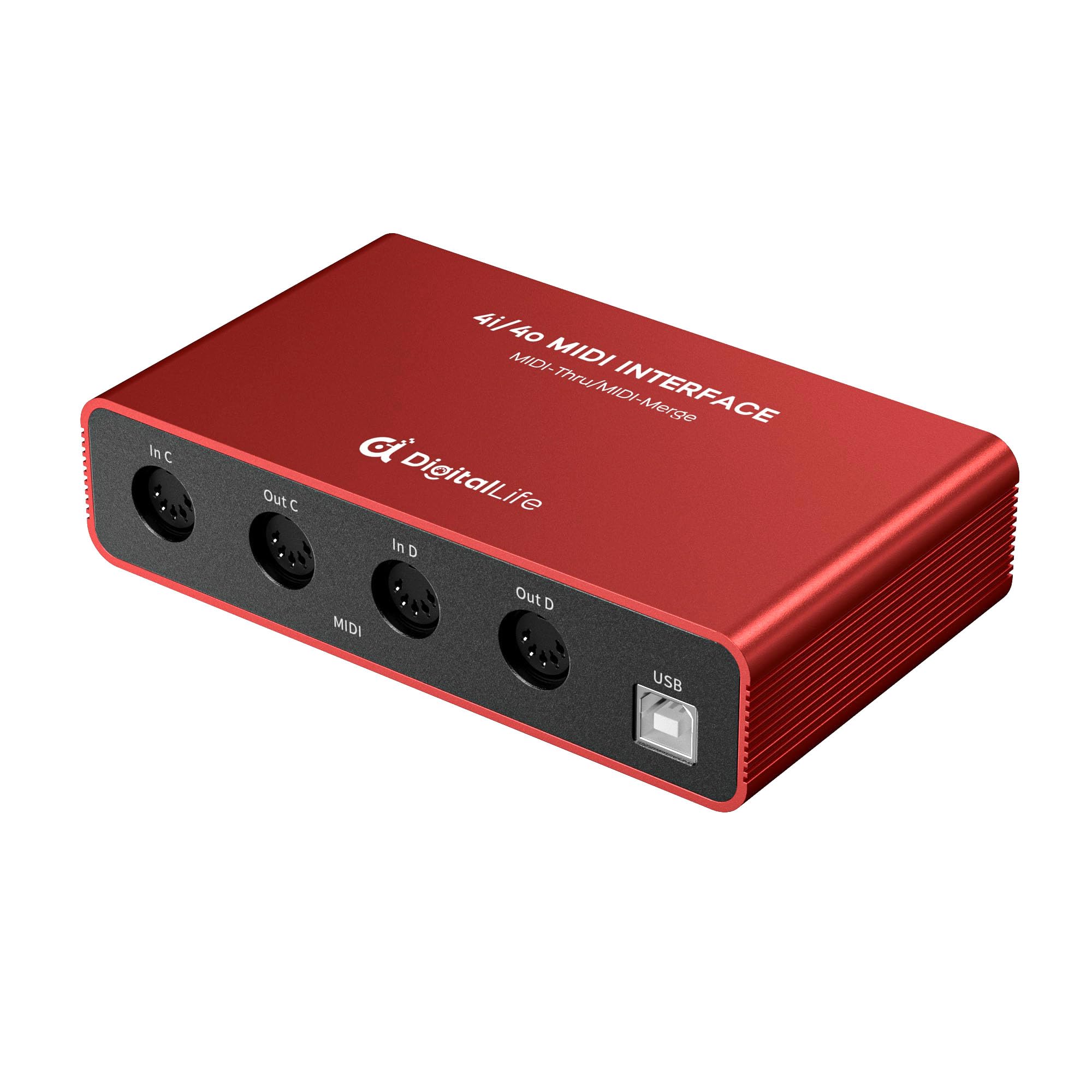 DigitalLife Stand-Alone Quad-I/O 5-PIN DIN MIDI Interface - MIDI Thru Box (4-In/4-Out) & MIDI Merge Box (2-In/4-Out), w/LED Indicators, Metal UMB05 - Image 2