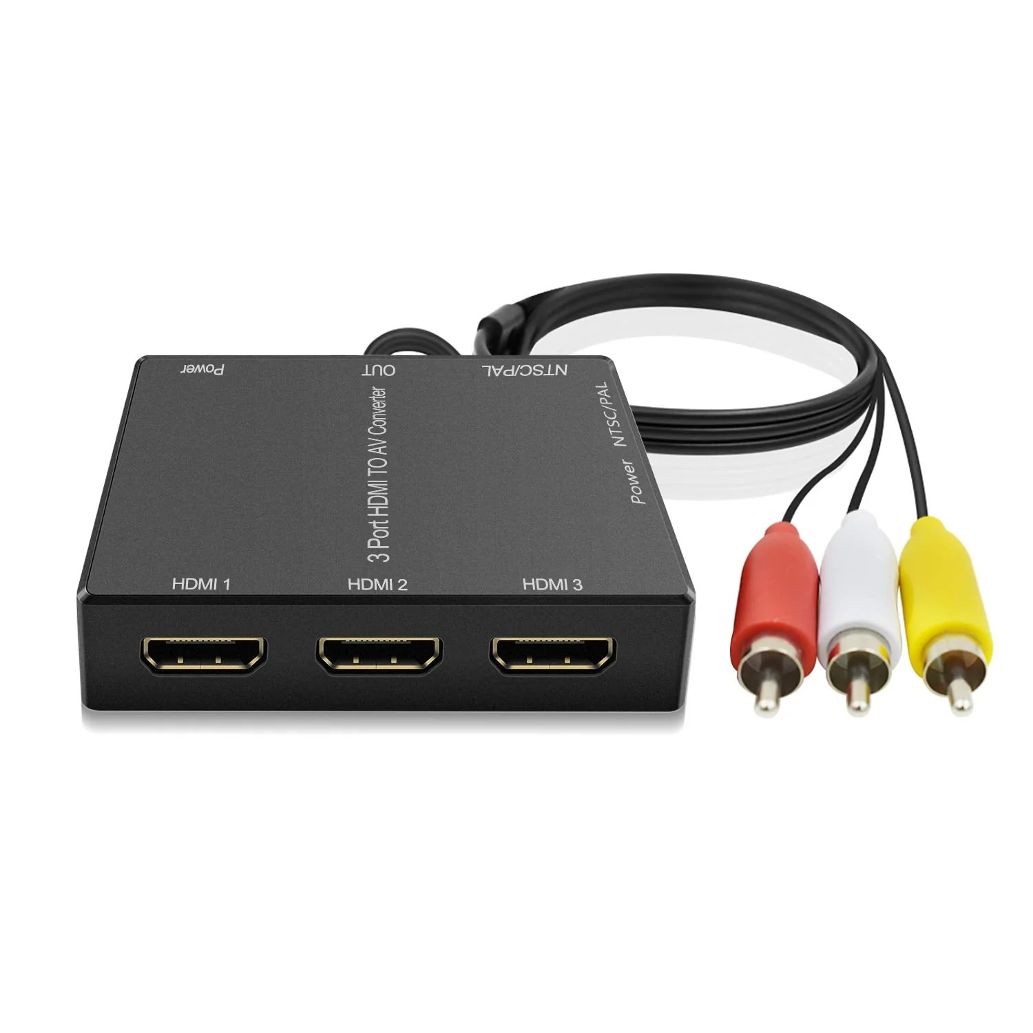 Dingsun 3 Port HDMI to RCA Converter HDMI to Older TV AV Adapter for Fire Stick, Roku, PS4, Appler TV, HD Play, PC, DVD Players etc. 3Port HDMI to RCA Converyter