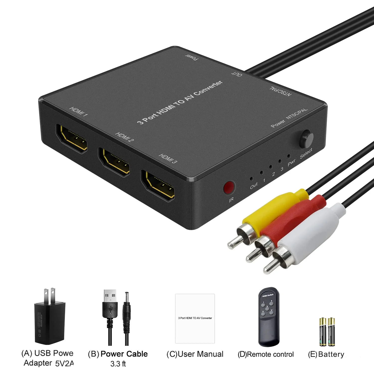 Dingsun 3 Port HDMI to RCA Converter HDMI to Older TV AV Adapter for Fire Stick, Roku, PS4, Appler TV, HD Play, PC, DVD Players etc. 3Port HDMI to RCA Converyter - Image 6