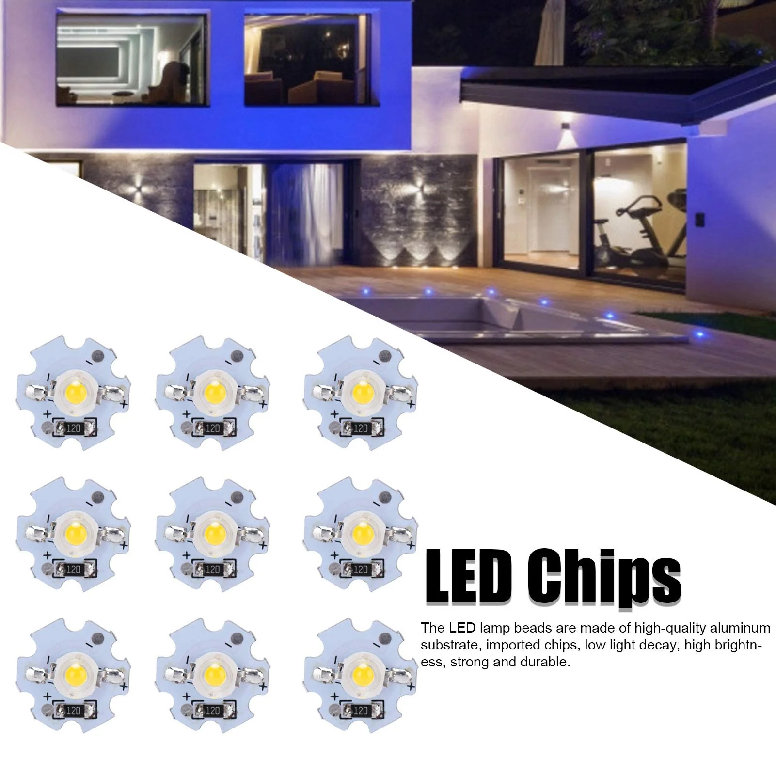 Dioche LED Chip, Pack of 25 0.5W 5V High Performance LED Lamp Beads with Aluminium Plate for Flashlights, DIY Adjustment Lights, Headlights and Spotlights - Image 3