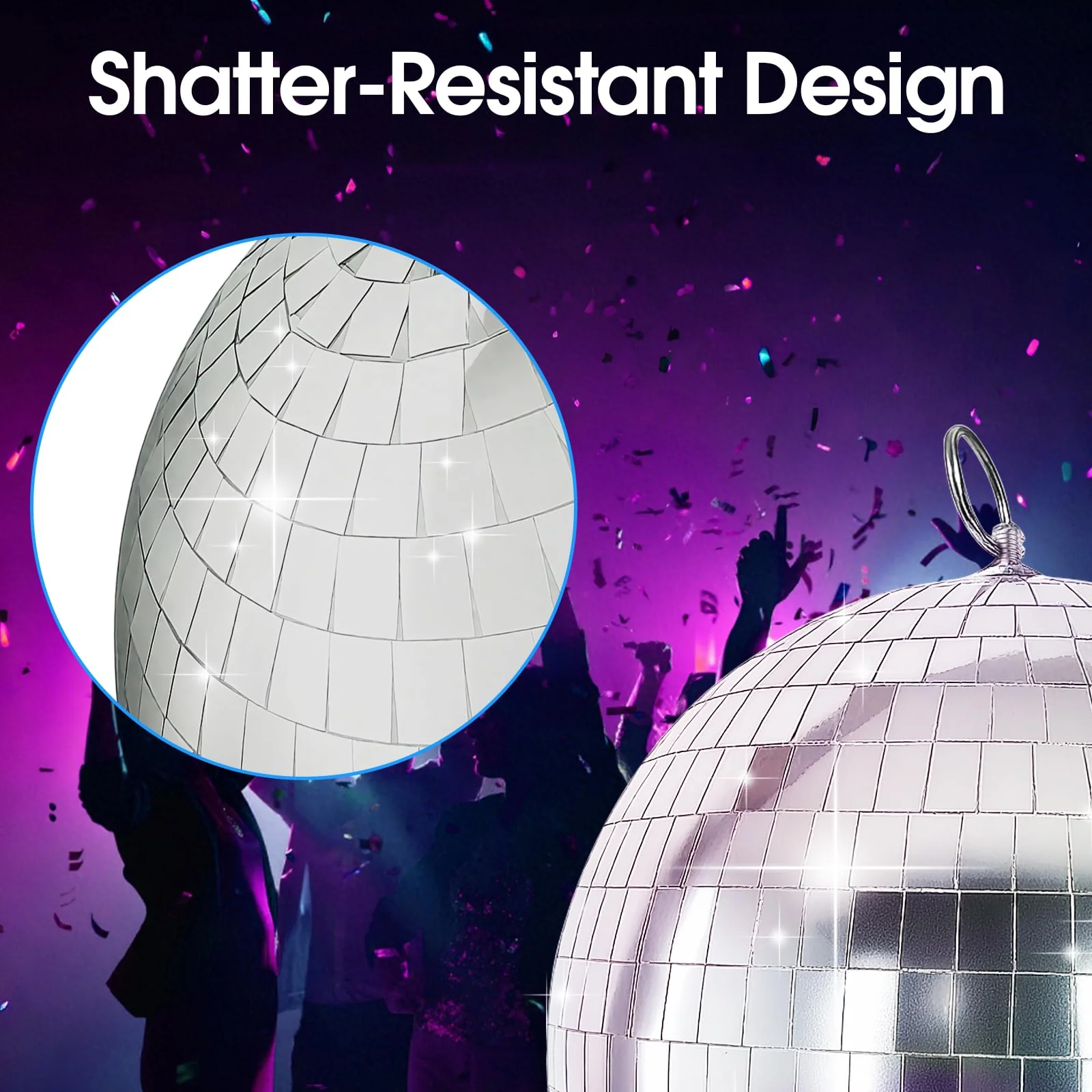 Disco Ball 2 Pack, 8 Inch Shatterproof PET Mirror Disco Ball Decor for Party, Wedding, Club - Safe & Durable Hanging Dance Balls, Non-Glass Party Decorations - Image 2
