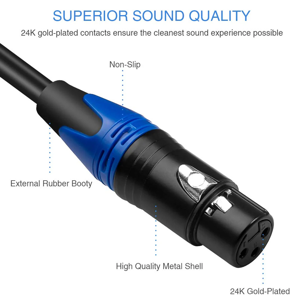 Disino Dual Female XLR to Dual RCA Cable, Heavy Duty 2-XLR Female to 2 RCA/Phone Plug Male HiFi Stereo Audio Connection Microphone Cable Interconnect Lead Wire - 10 Feet /3 Meters - Image 2