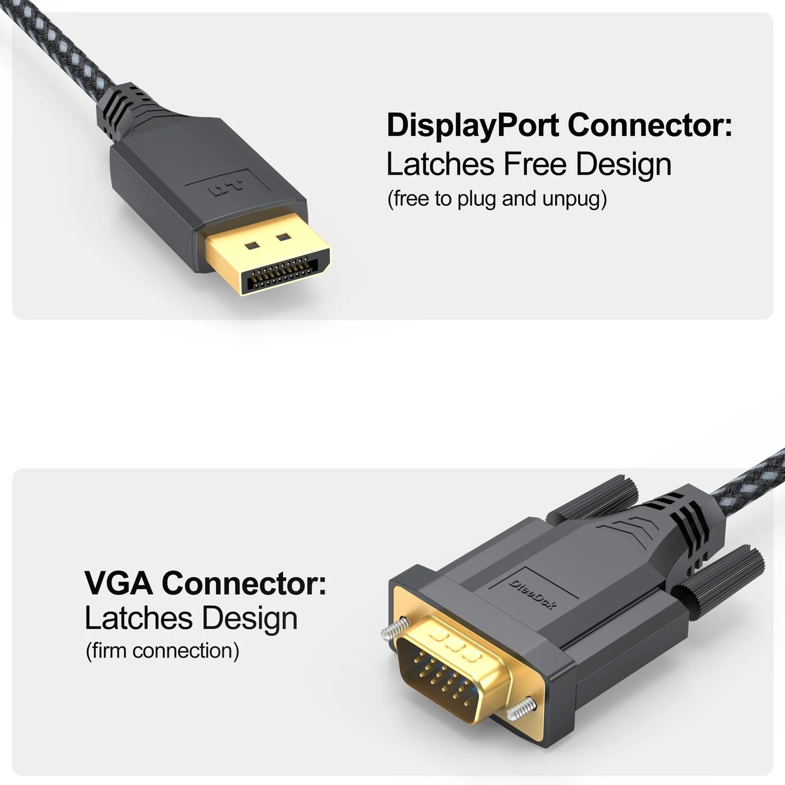 DisplayPort to VGA Cable 10ft, DP Display Port to VGA Adapter Cable Converter Male to Male Braided Cord for Monitor Desktop Laptop Display Projector HDTV 10 Feet 1 Pack - Image 6