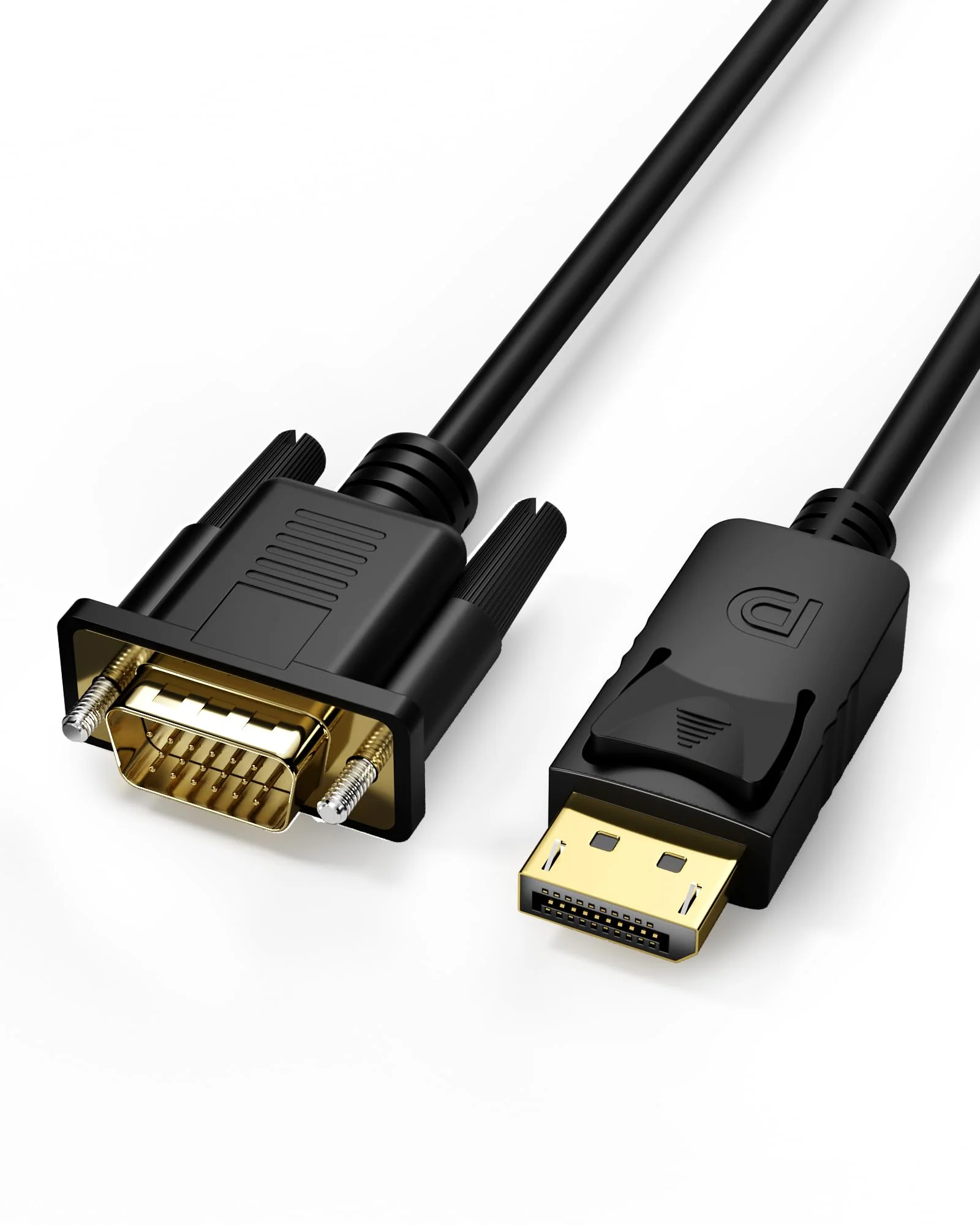 DisplayPort to VGA, DisplayPort to VGA Adapter 3 Feet Display Port to VGA Connects DP Port from Desktop or Laptop to Monitor with VGA Port (Not Bidirectional,Not Compatible with HDMI or USB) 1 pack