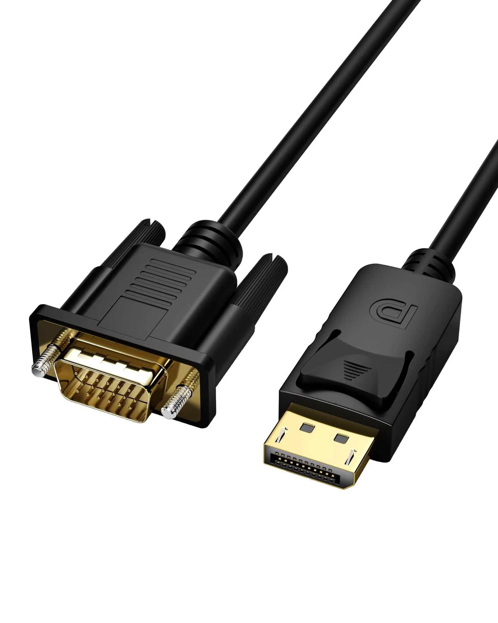 DisplayPort to VGA, VGA Adapter 6 Feet DP Cable Connects Port from Desktop or Laptop Monitor Projector with VGA to Displayport Adapter (Not Bidirectional,Not Compatible with HDMI or USB) 1 pack
