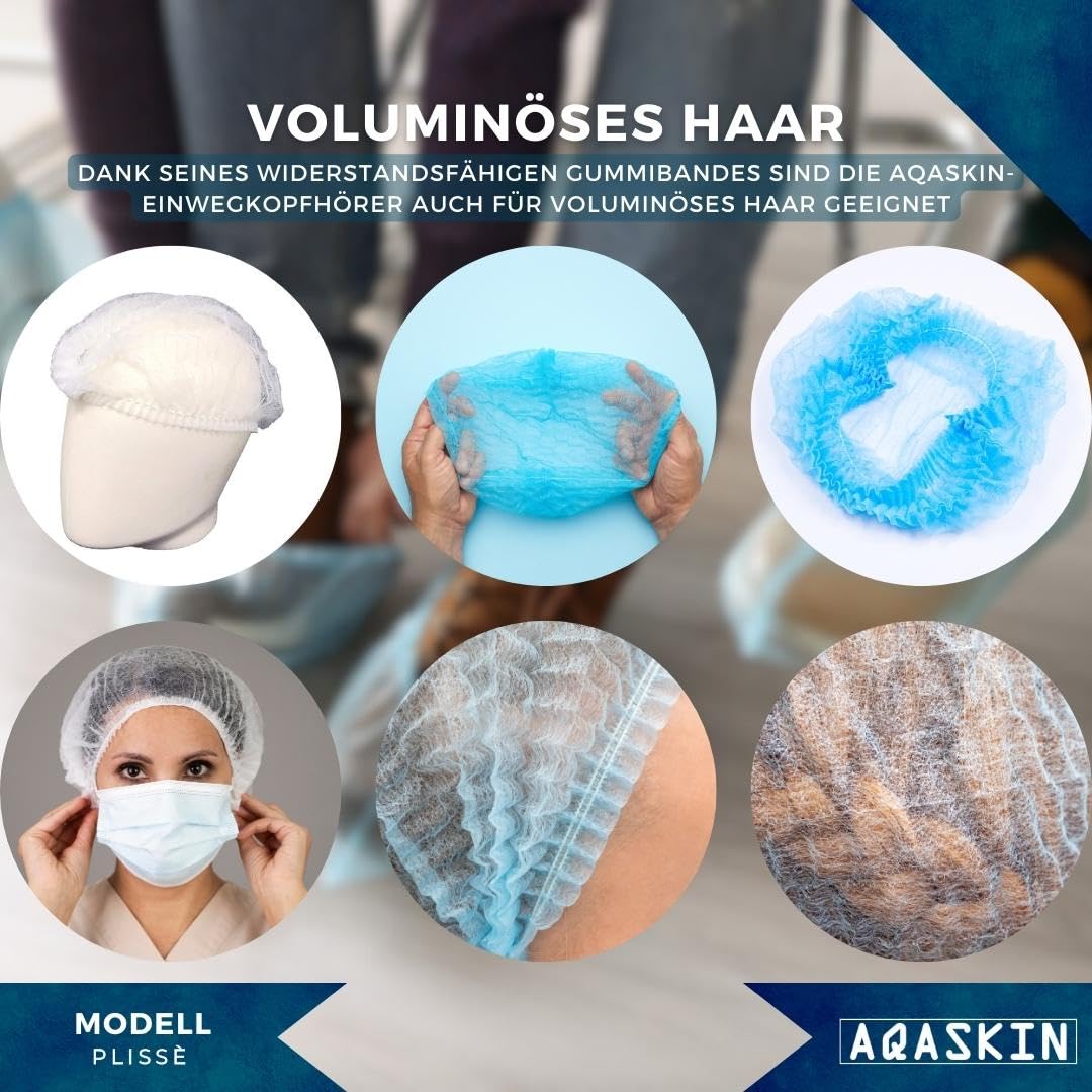Disposable Head Hub TNT Model Plissè - Head & Hair Cover Caps - For Beauty Centers, SPA, Medical Centres, Restaurants, Cleaning, Quantity 100, White, Unit size 2-White - Image 5