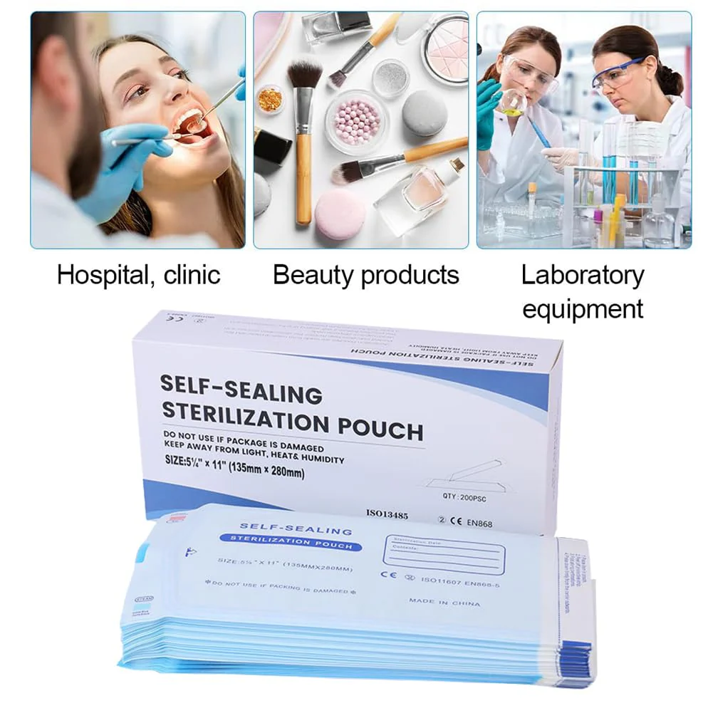 Disposable Sterilisation Bags, 200 x Sterilisation Bags (135 x 280 mm) with SK Seal Sterilising Bag, Sterilising Bag for Autoclaves, Self-Adhesive, Sterilisation Bag for Autoclaves - Image 7