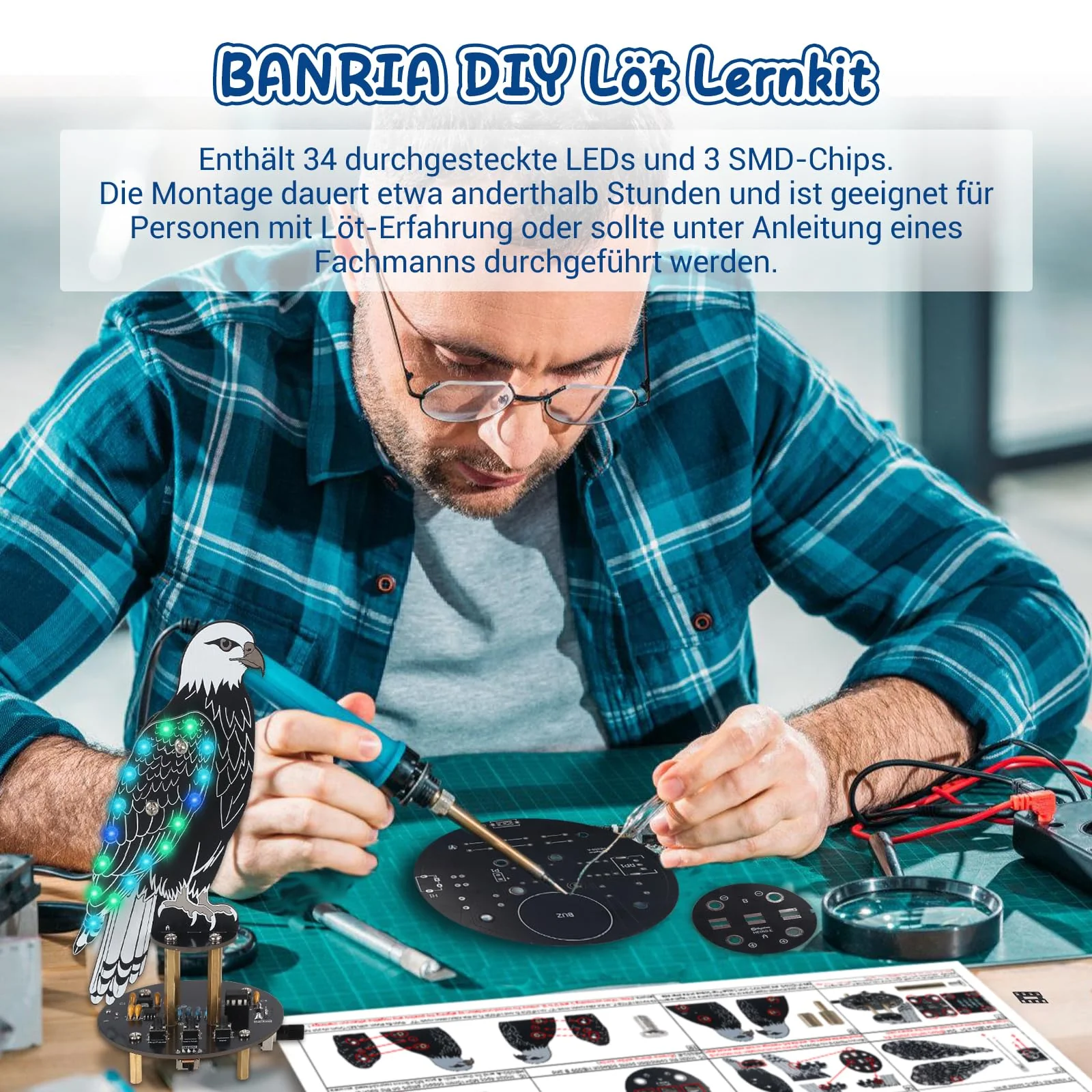 DIY Electronic Bird Singing Soldering Kit, Creative Soldering Project Kit with Bird Shape, 10 Bird Voices, Slow LED Wing Flashing for Electronics Learning Gift - Image 5