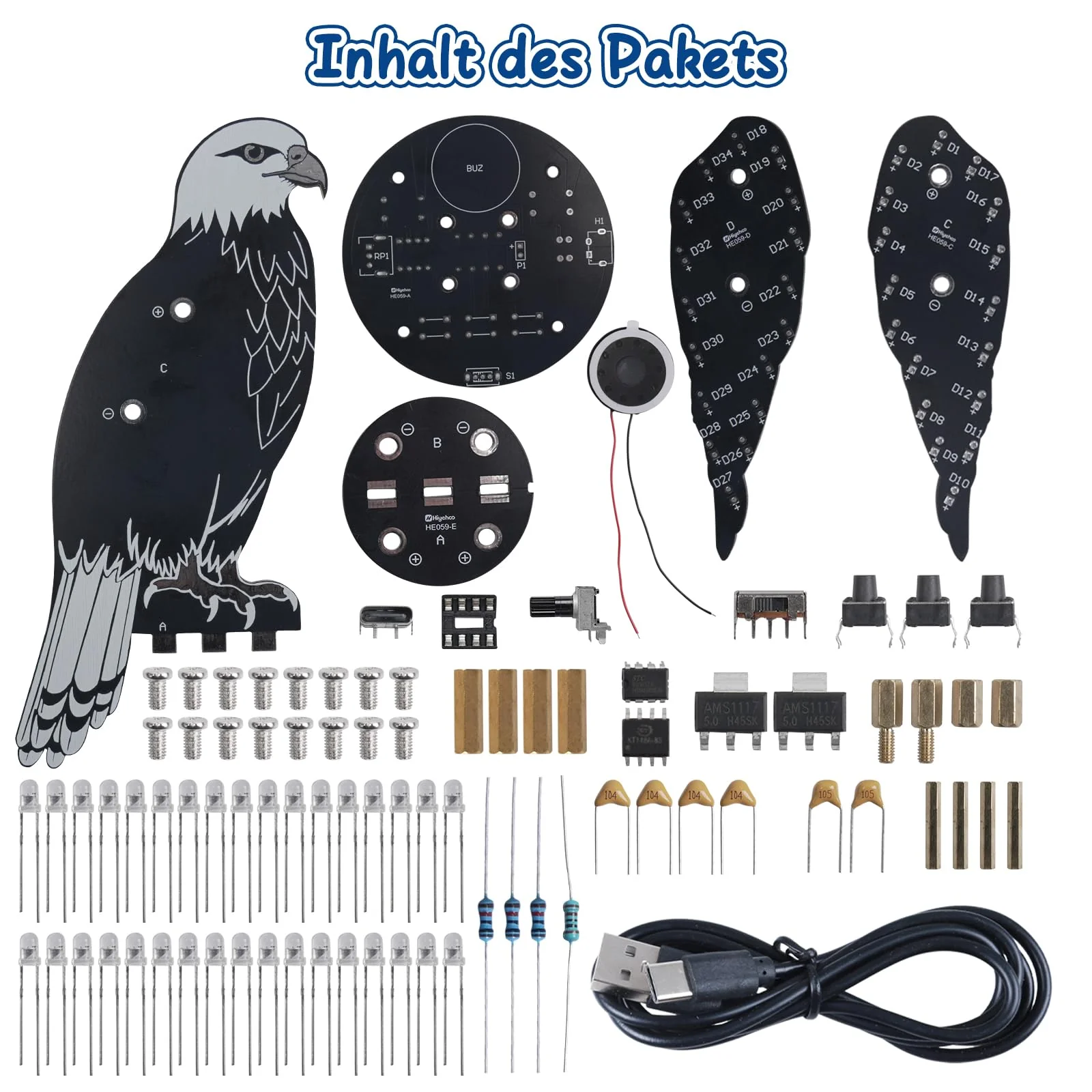 DIY Electronic Bird Singing Soldering Kit, Creative Soldering Project Kit with Bird Shape, 10 Bird Voices, Slow LED Wing Flashing for Electronics Learning Gift - Image 7