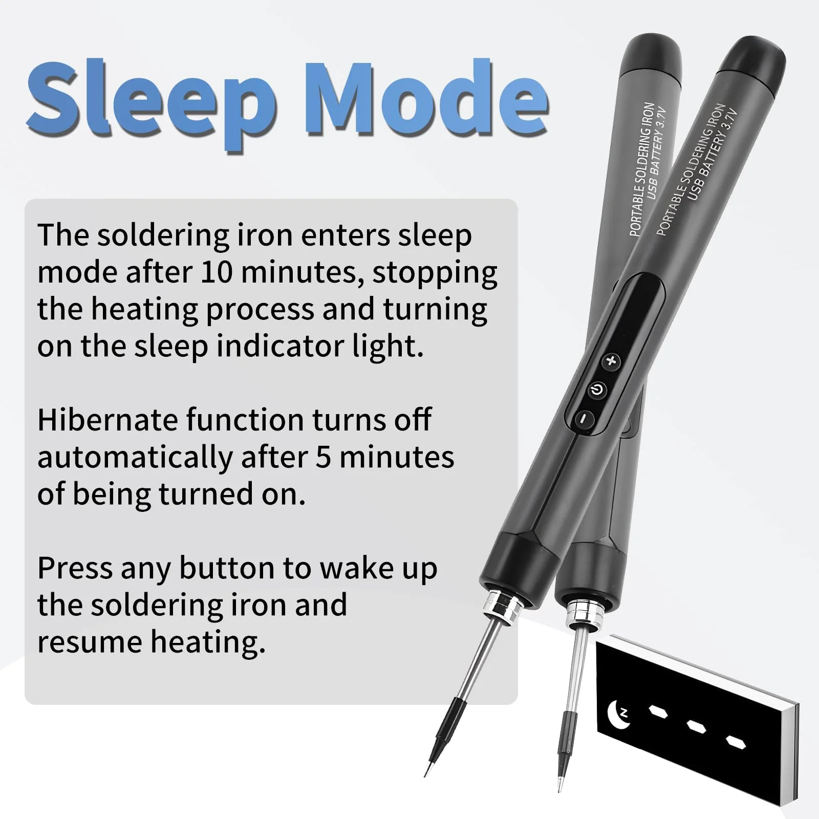 diymore Battery Soldering Iron Set, USB Wireless Soldering Iron Set, 5 Gears Temperature Adjustable 260 ℃-420 °C, 3 Soldering Tips, Soldering Wire, Soldering Paste, Soldering Iron Battery for Repair - Image 3