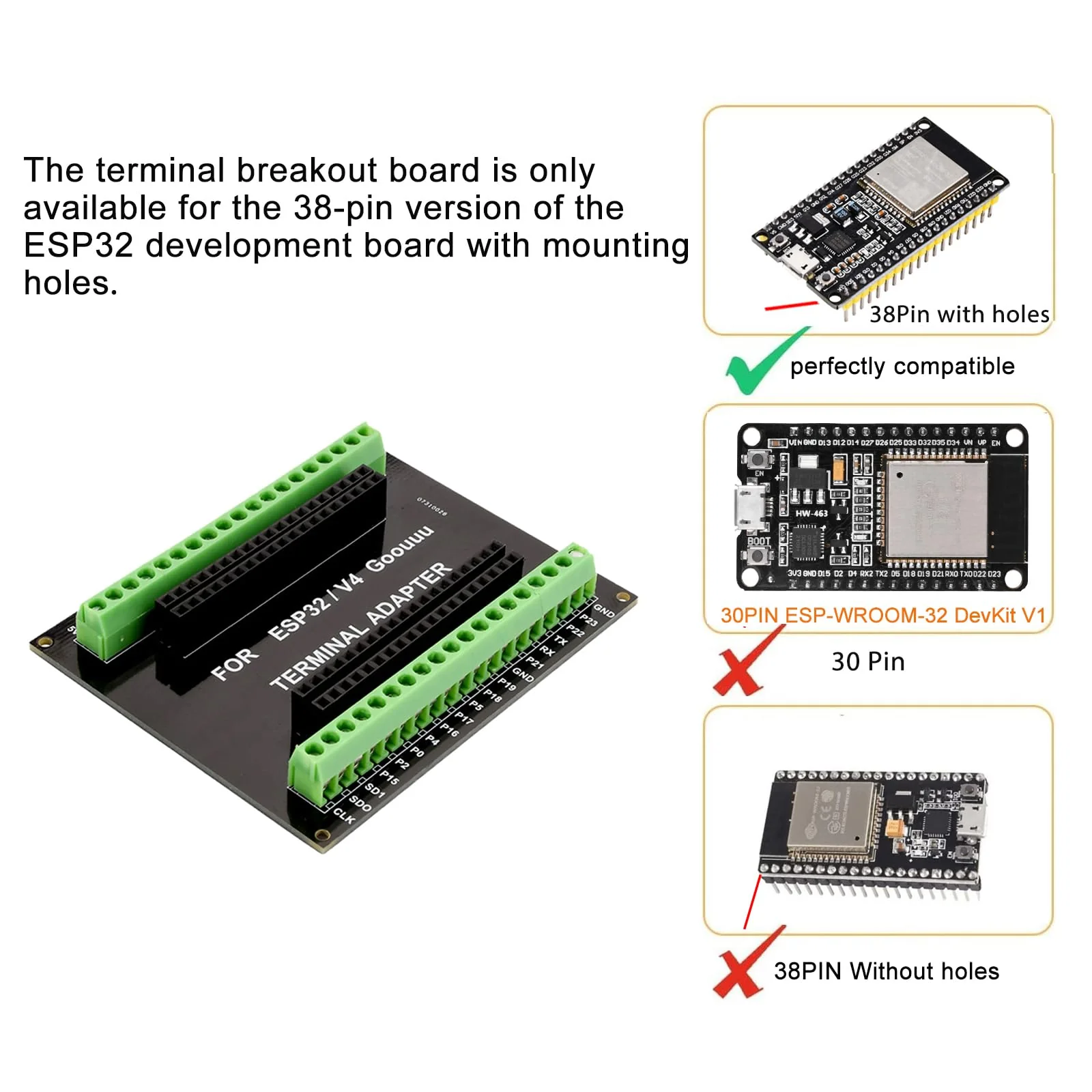 diymore For ESP32 Breakout Board for 38PIN for ESP32 Development Board 1 piece - 38 pin - Image 2