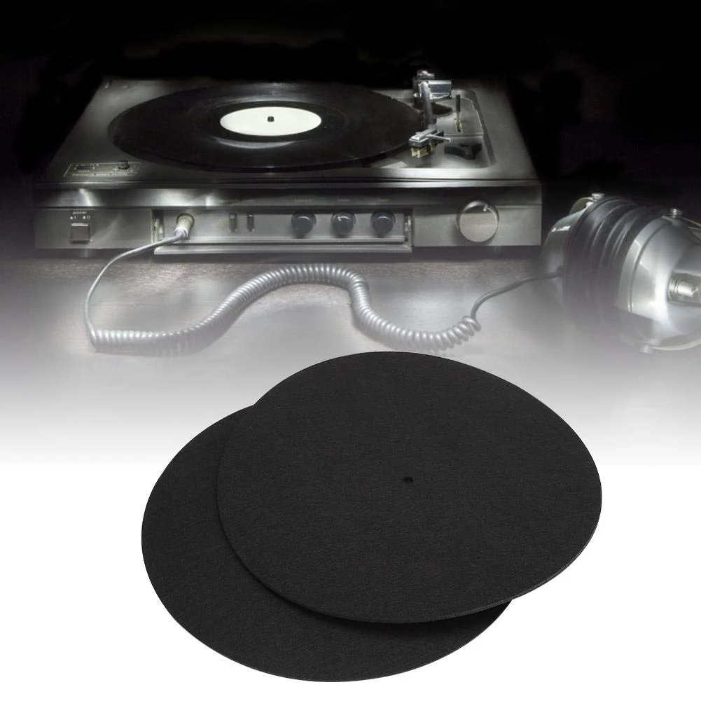 DJ Equipment mat, 2 Pack Turntable Platter Mat Felt Anti-Static Slipmat for LP Record Players 3mm - Image 2