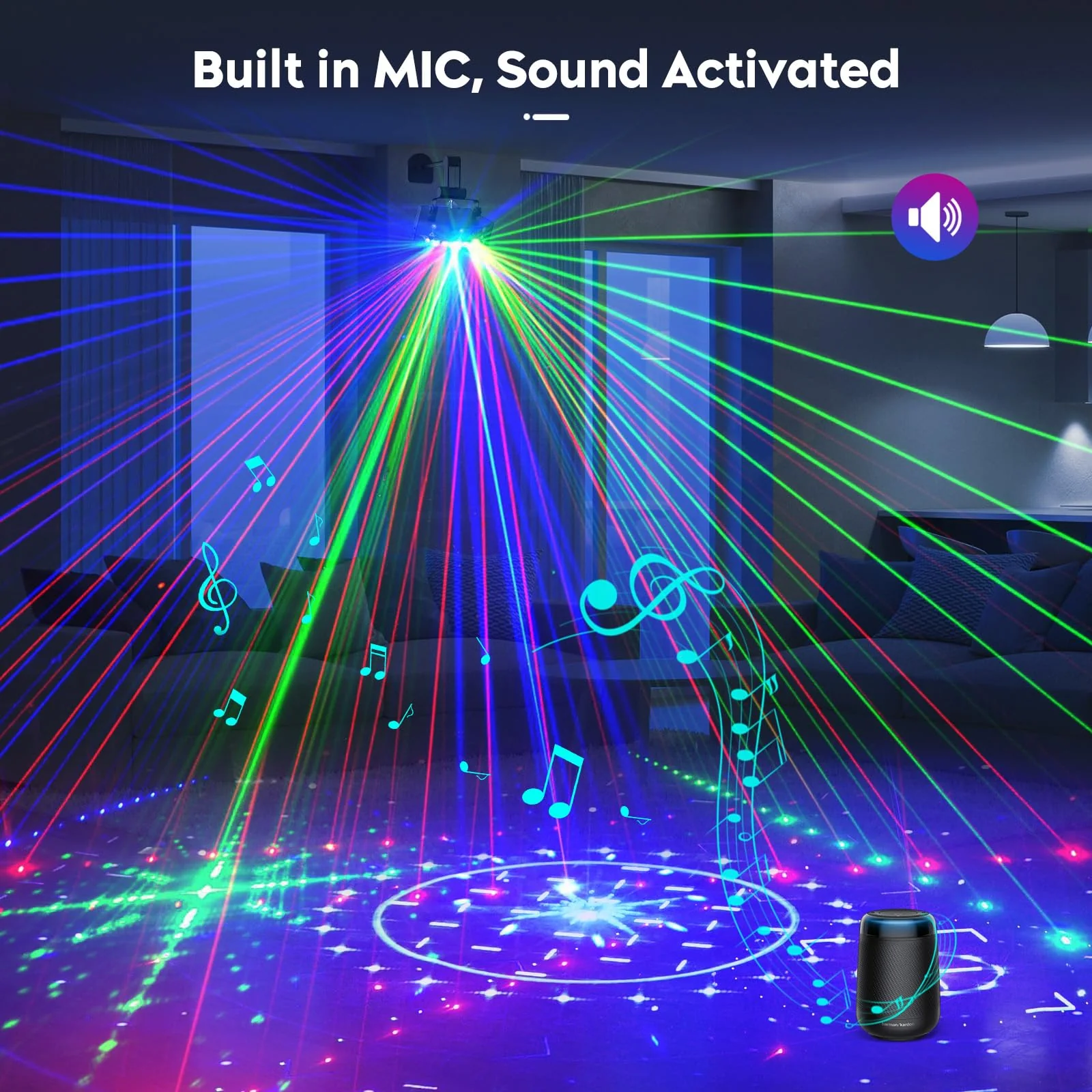Dj Party Lights,9 Lens Strobe Laser Rave Light Show with DMX & Sound Activated with Remote Control Party Light Dj Disco Lights Indoor for Dance Birthday Wedding Stage Lighting - Image 4