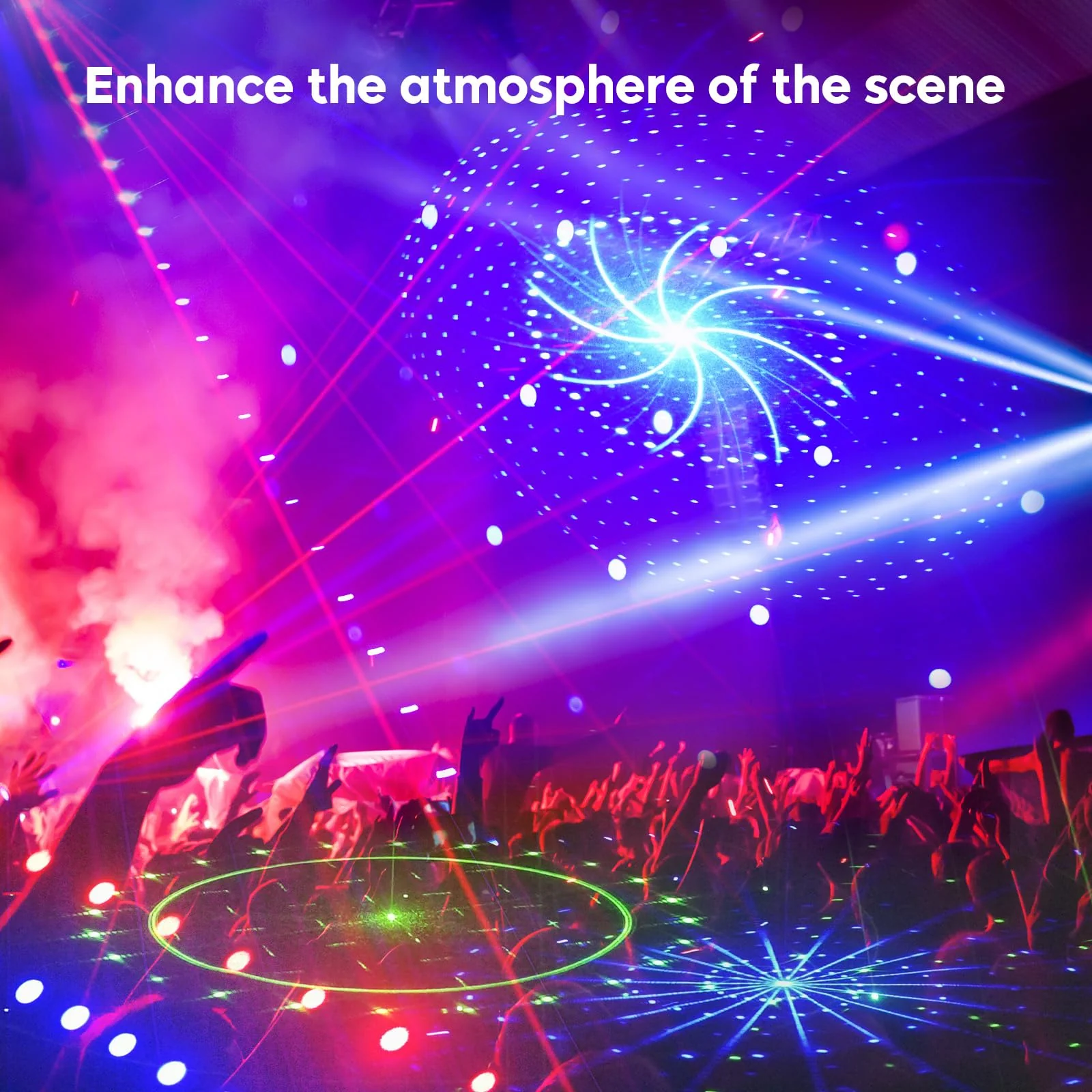 Dj Party Lights,9 Lens Strobe Laser Rave Light Show with DMX & Sound Activated with Remote Control Party Light Dj Disco Lights Indoor for Dance Birthday Wedding Stage Lighting - Image 5
