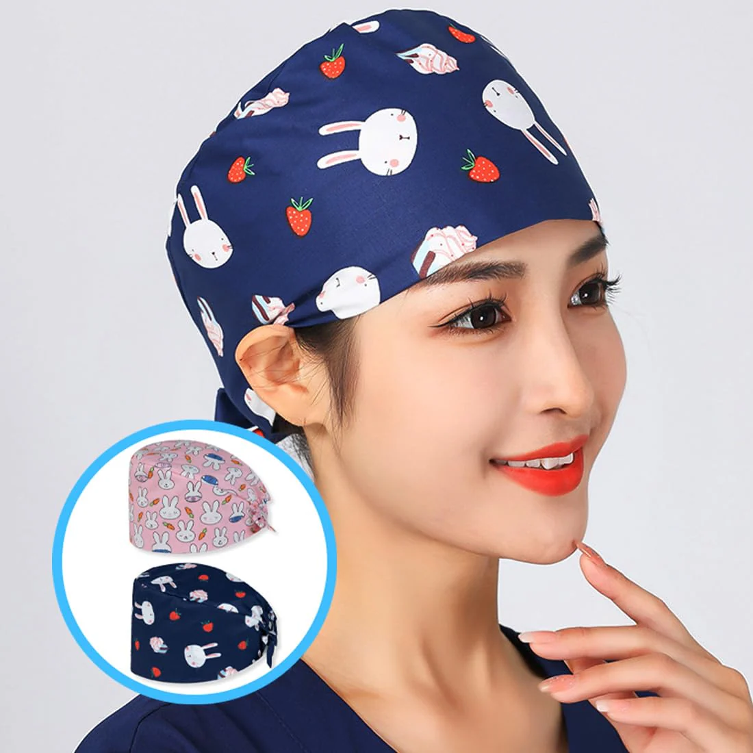 DLPRK Pack of 2 Adjustable Surgical Caps, Women's Unisex Work Cap, Cotton with Cotton Print (Nurse's Cap, Dust Cap) - Image 6