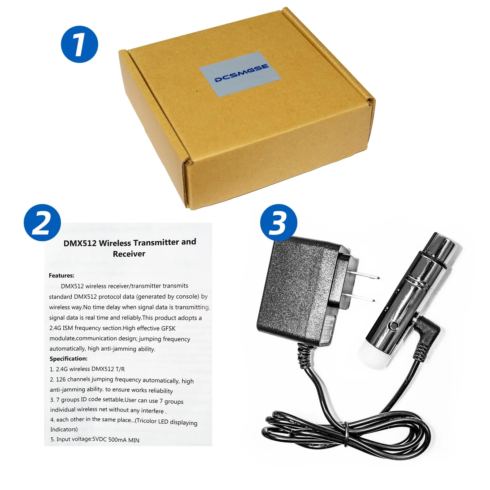 DMX Wireless, 2.4G DMX 512 1 Female Receivers Short version for Stage PAR Party Light - Image 7