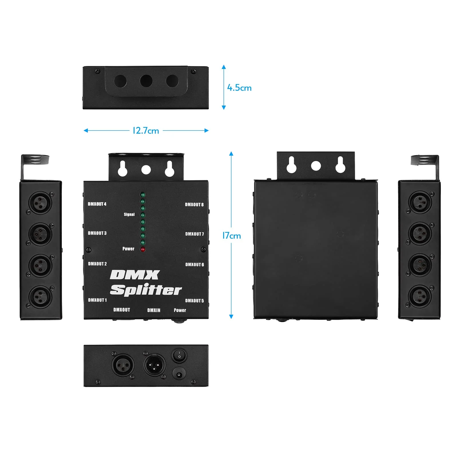 DMX512 Optical Signal Amplifier Spliter Distributor 1 Direct Input & Output 8 Independent Outputs for Light Controller Stage Console Party DJ Club Disco KTV Light with Power Adapter,Signal Split - Image 8