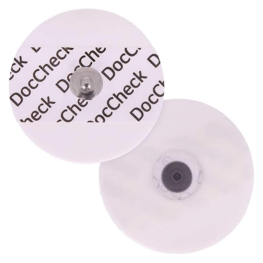 DocCheck Disposable Electrodes "Bzzz" - Pack of 30 Push Button Connection, Diameter 50 mm, Foam, For ECG and Ergometrics, Good Contact Properties, Lasting Conductivity, Comfortable to Wear, - Image 2