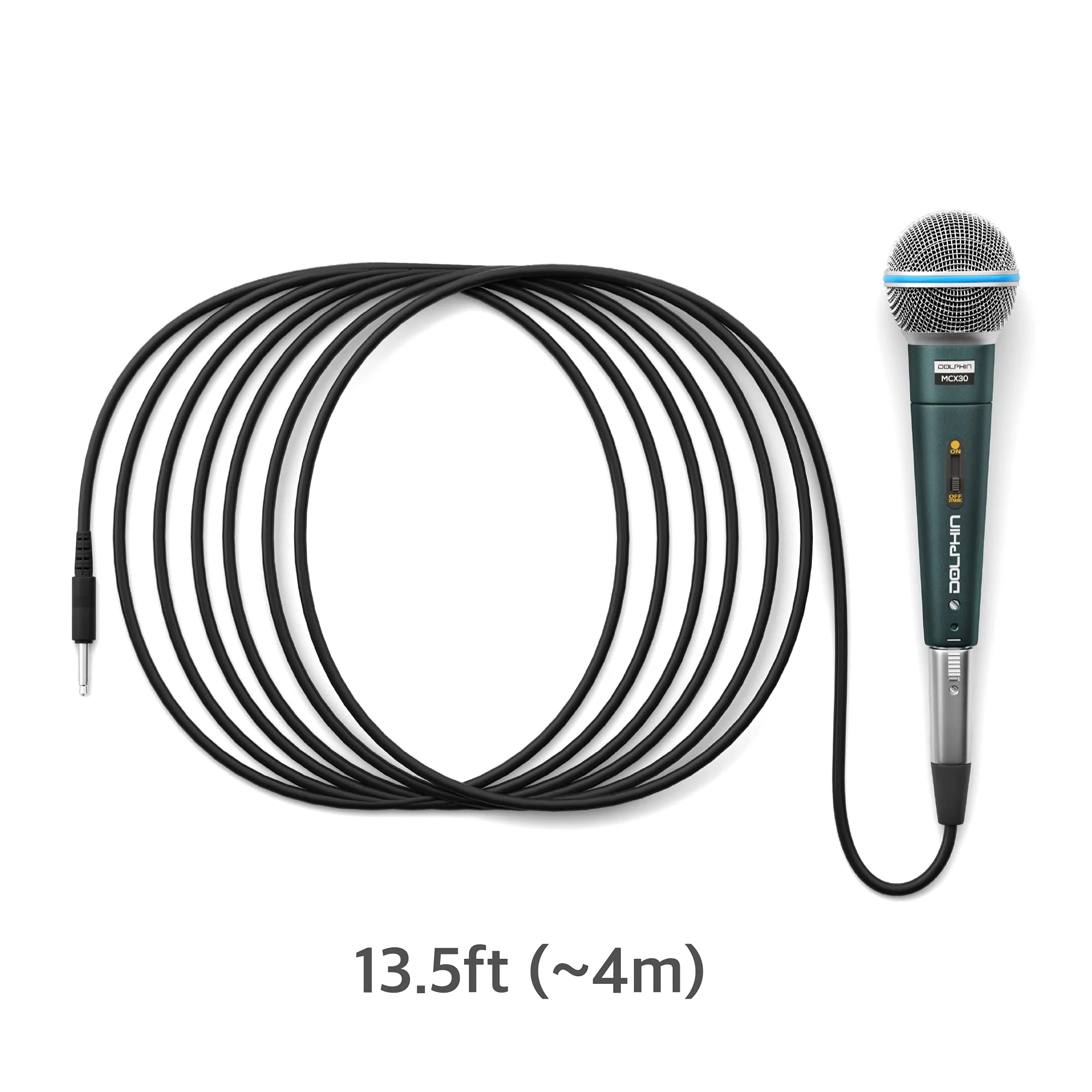 Dolphin MCX30 Handheld Dynamic Vocal Microphone, HQ Direct Connection Audio 1/4, Durable, Crystal Clea Sound, Detachable 14ft XLR Cable, Mic Stand Clip, & Carry Case - Image 2