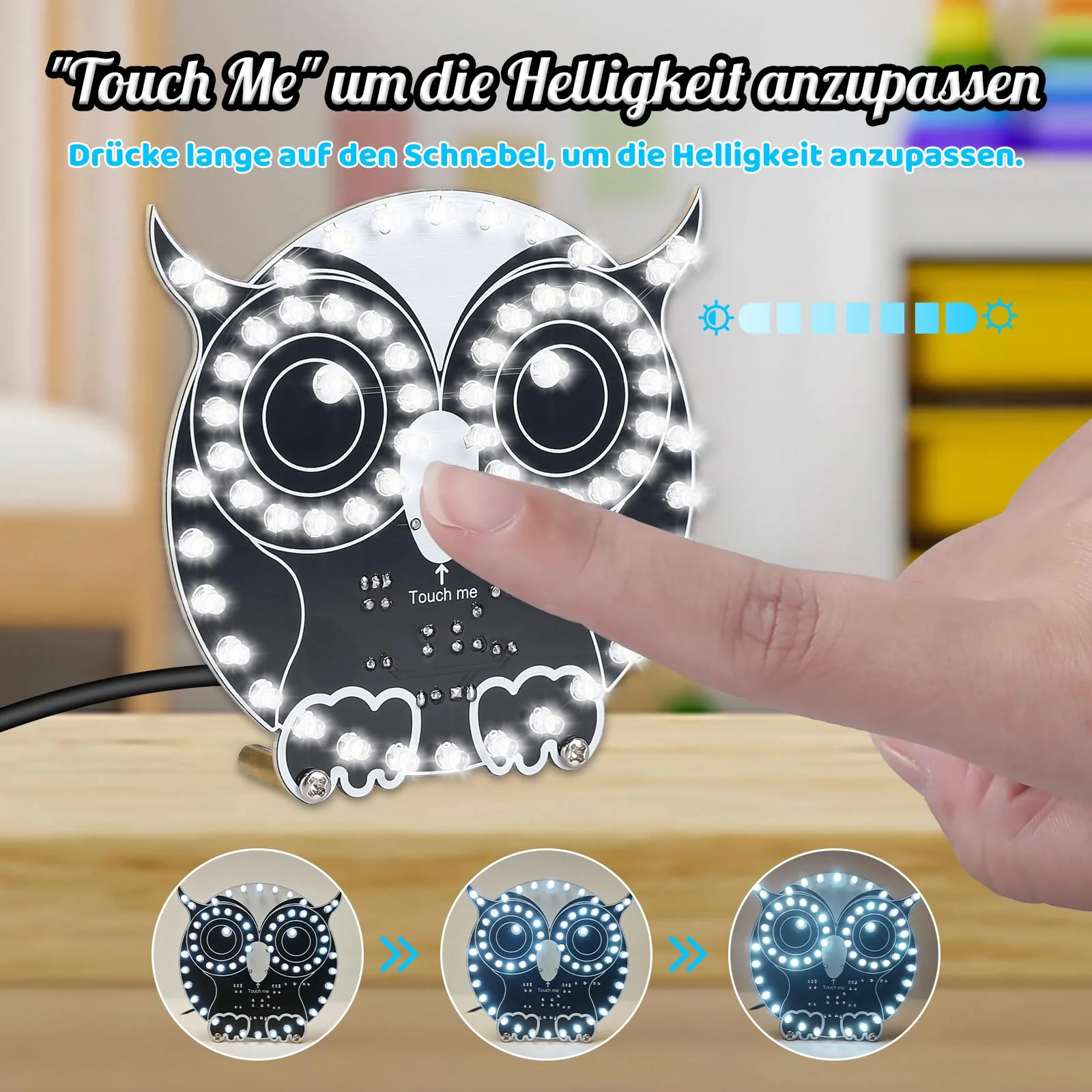 DONGKER Soldering Kit, Owl Shape LED Light Soldering Exercise Kit, DIY Electronic Kits for Beginners, Teaching and Learning Training, DIY Soldering Project LED Lamps Kit with Touch Control, for STEM - Image 5