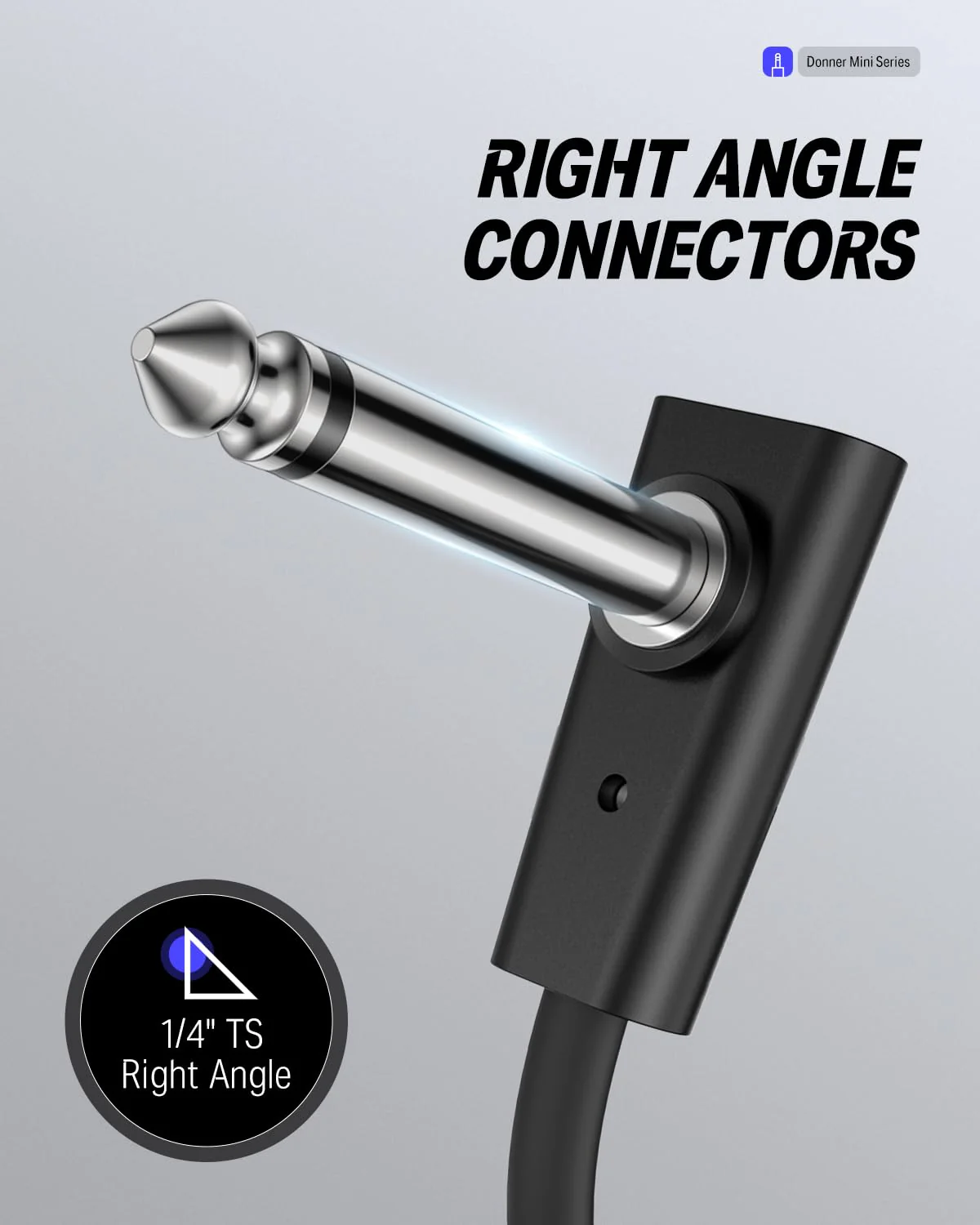 Donner Flat Patch Cables for Guitar Effect Pedal 12 Inch Save Space Clear Sound 1/4" TS Right Angle 6 Packs - Image 7