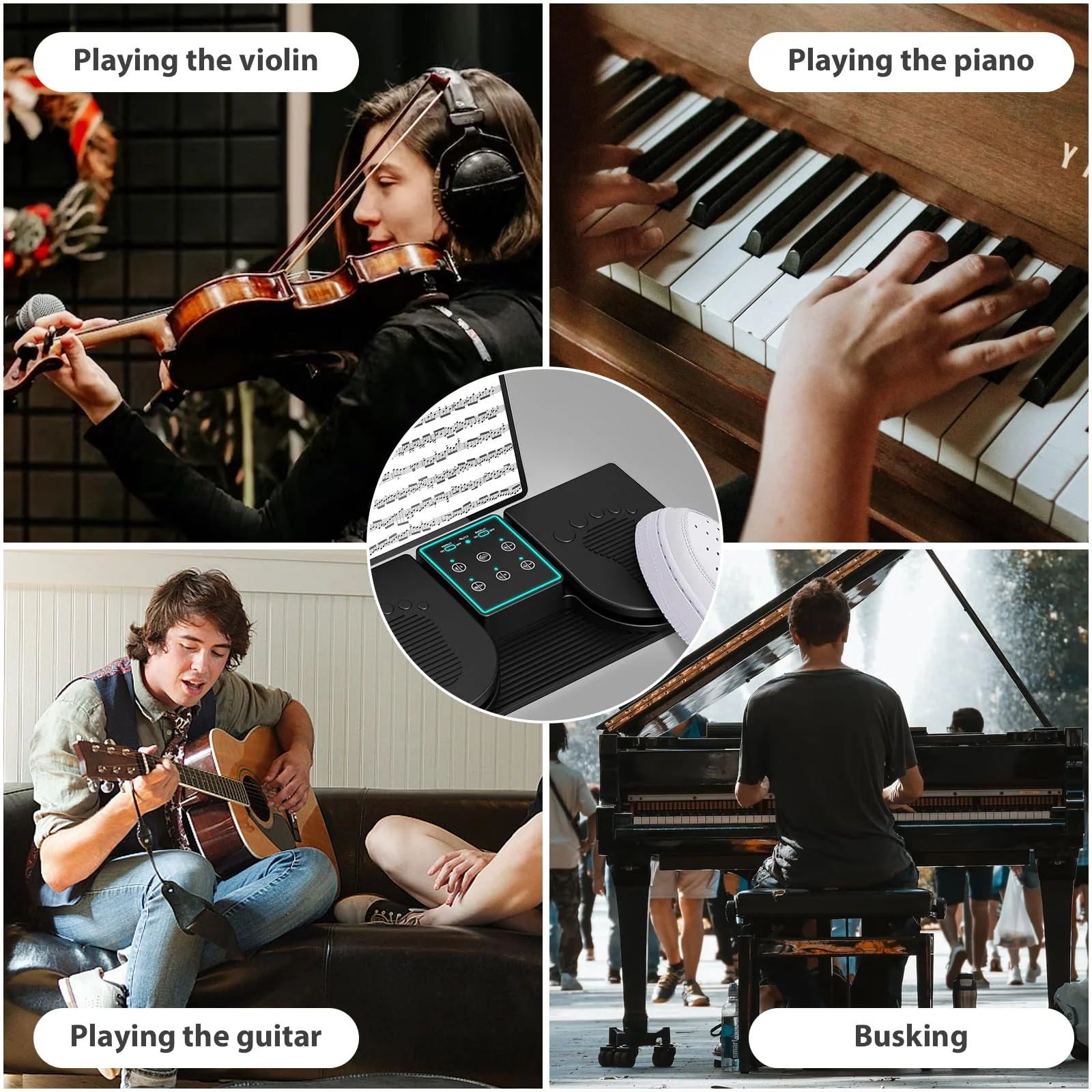 Doohoeek Backlit Page Turner Pedal Wireless for iPads Tablets Phones, Rechargeable Universal Foot Pedal with 7-Color Backlit & Sensitive Pedals for Playing Instruments or Prompting - Image 7