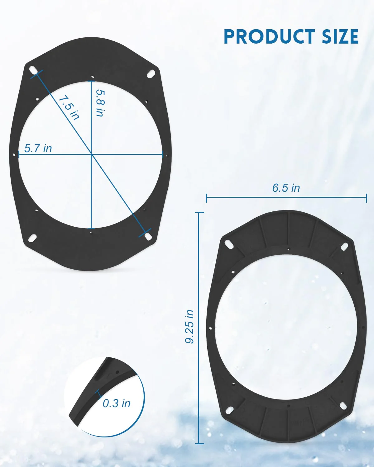 Door Speaker Adapters Fit for Dodge/Chrysler/Jeep 6X9 to 6.5 Inch Black - Image 3