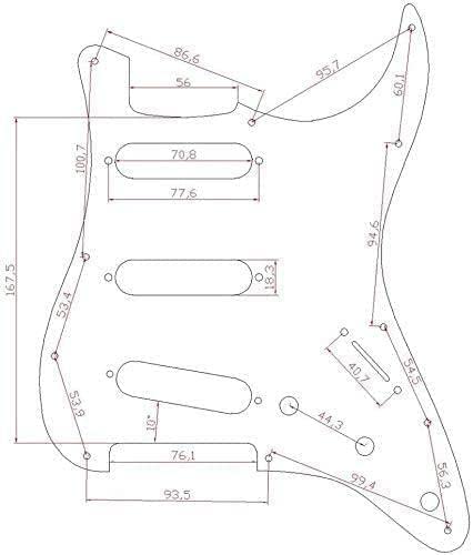 Dopro 11 Hole ST/Strat Style SSS Pick Guard for 3 Single Coil Pickups with Screws Black/White Grid - Image 4