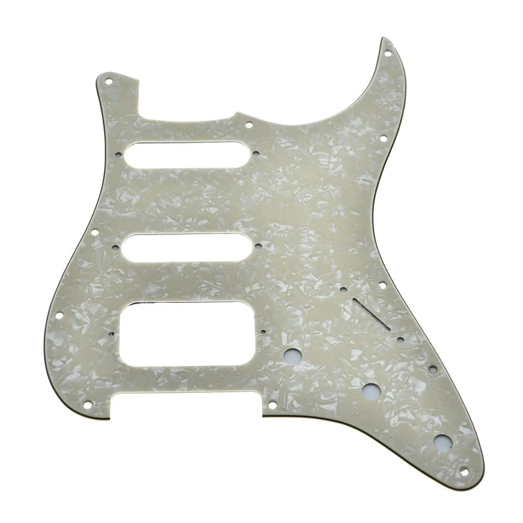 Dopro 11-Hole Strat HSS Guitar Pickguard 2-Screw Humbucking Pickup Mount for American FD Stratocaster Aged Pearl