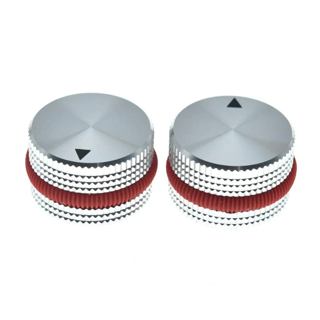 Dopro 4-Pack 25 * 15.5mm Set Screw Style Aluminium Potentiometer Knobs 1/4" Universal Pot Control Knobs with Rubber Ring and Indicator for Guitar/Bass Equipments Silver with Red Ring - Image 3