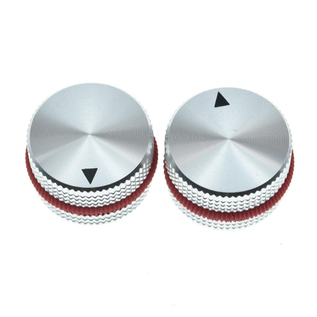 Dopro 4-Pack 25 * 15.5mm Set Screw Style Aluminium Potentiometer Knobs 1/4" Universal Pot Control Knobs with Rubber Ring and Indicator for Guitar/Bass Equipments Silver with Red Ring - Image 4
