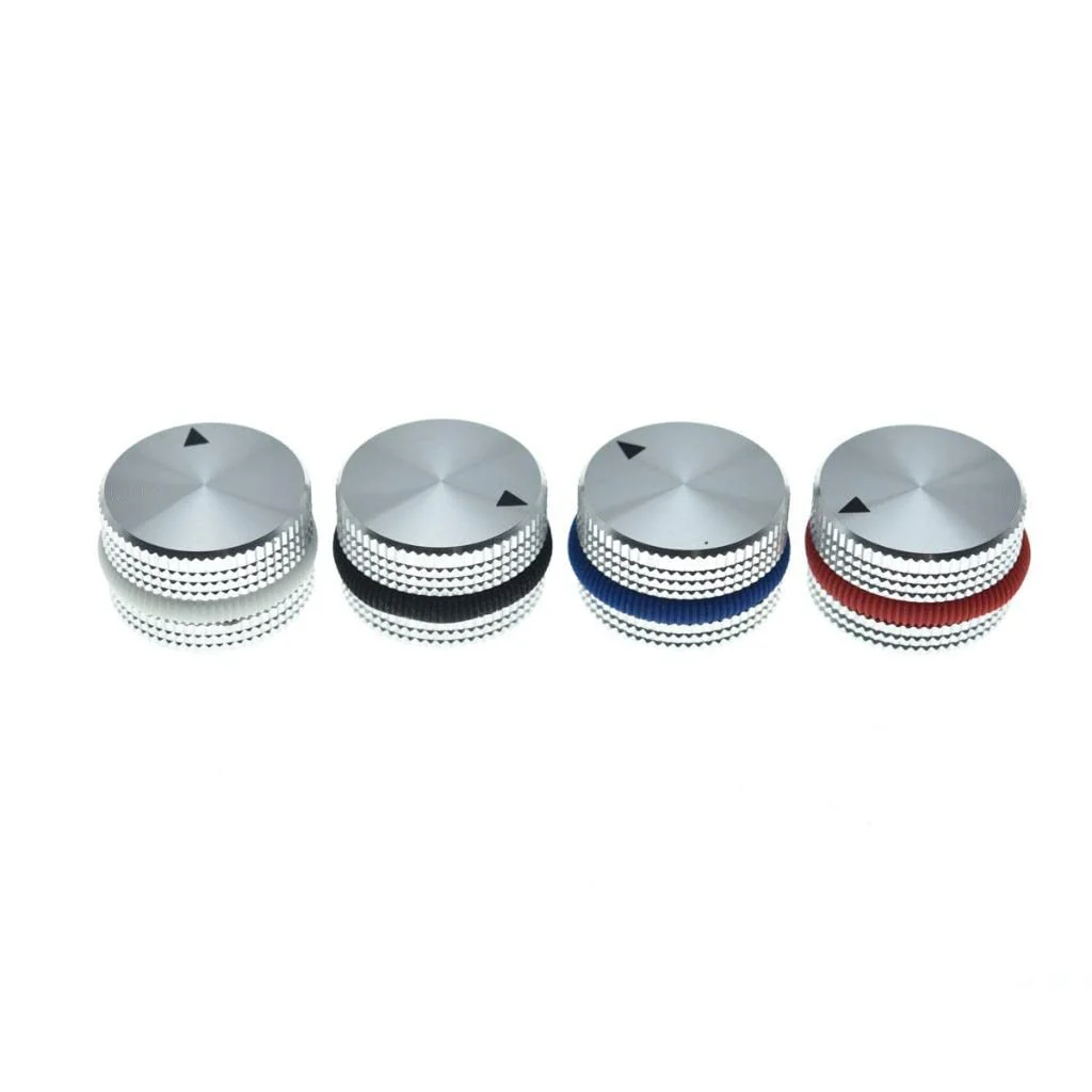 Dopro 4-Pack 25 * 15.5mm Set Screw Style Aluminium Potentiometer Knobs 1/4" Universal Pot Control Knobs with Rubber Ring and Indicator for Guitar/Bass Equipments Silver with Red Ring - Image 7