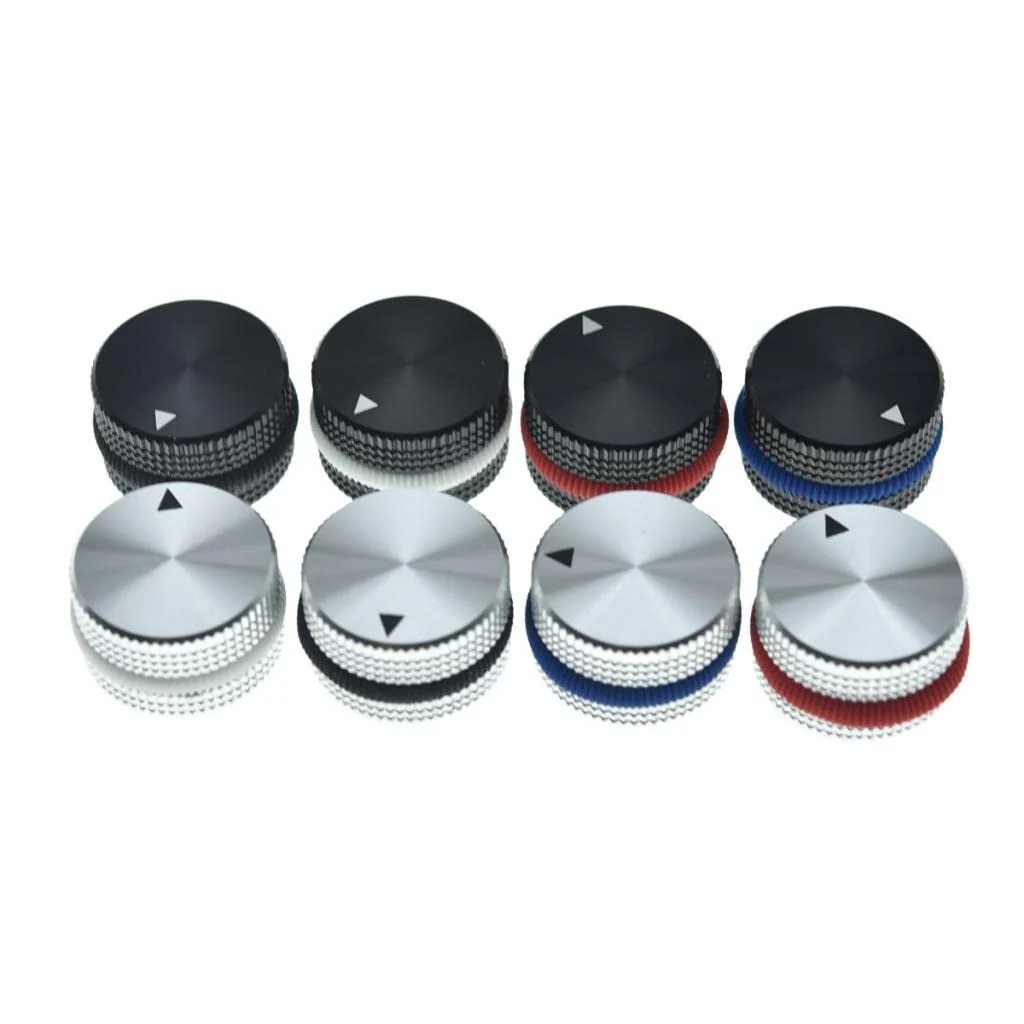 Dopro 4-Pack 25 * 15.5mm Set Screw Style Aluminium Potentiometer Knobs 1/4" Universal Pot Control Knobs with Rubber Ring and Indicator for Guitar/Bass Equipments Silver with Red Ring - Image 8
