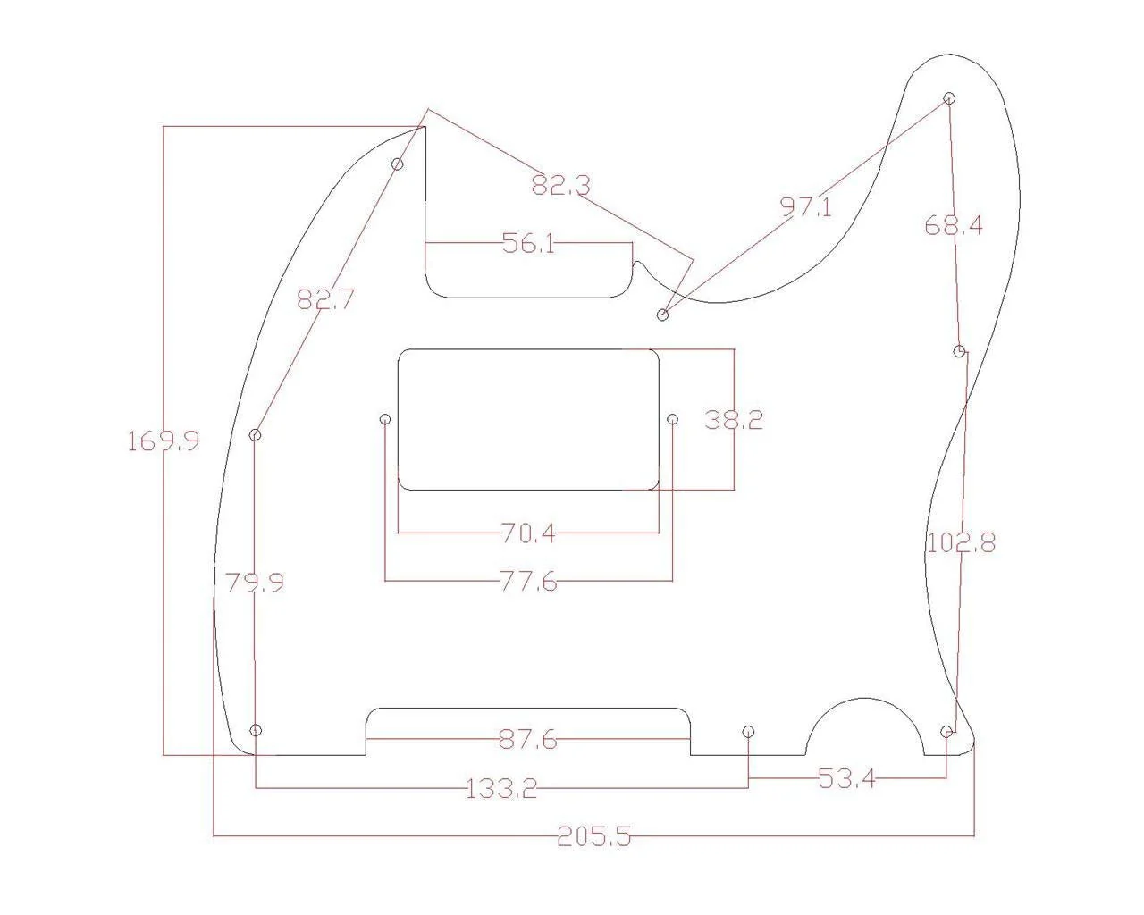 Dopro 8 Hole Tele Guitar Humbucker Pick Guard for USA/Mexican FD Telecaster Clear/Transparent 1 Ply - Image 3