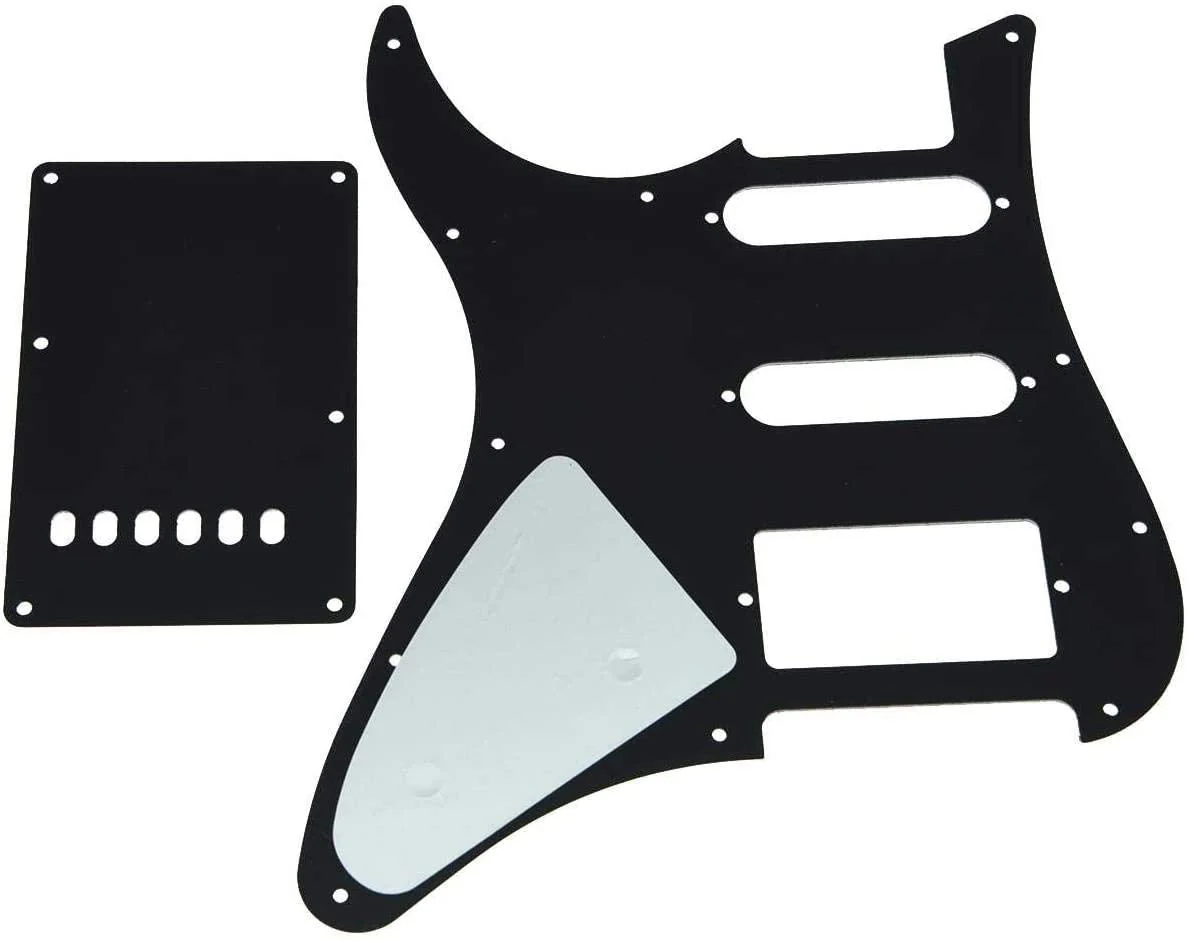 Dopro Guitar HSS Pickguard and Tremolo Trem Cover Back Plate fits Yamaha PACIFICA Guitar Black 3 Ply - Image 2