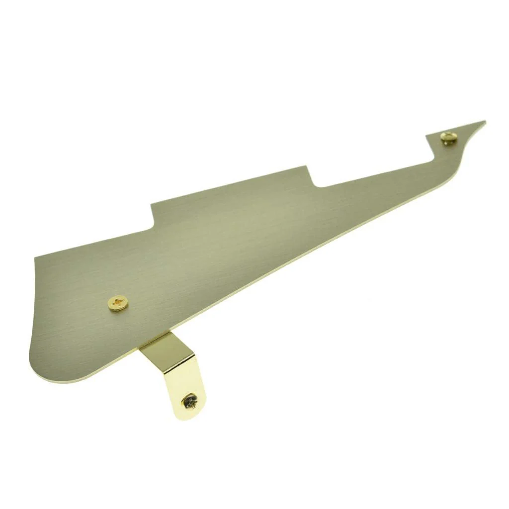 Dopro Metal Aluminum Anodized LP Electric Guitar Pickguard Scratch Plate with Gold Bracket Fits for Epi Les Paul Gold Gold with Gold Bracket