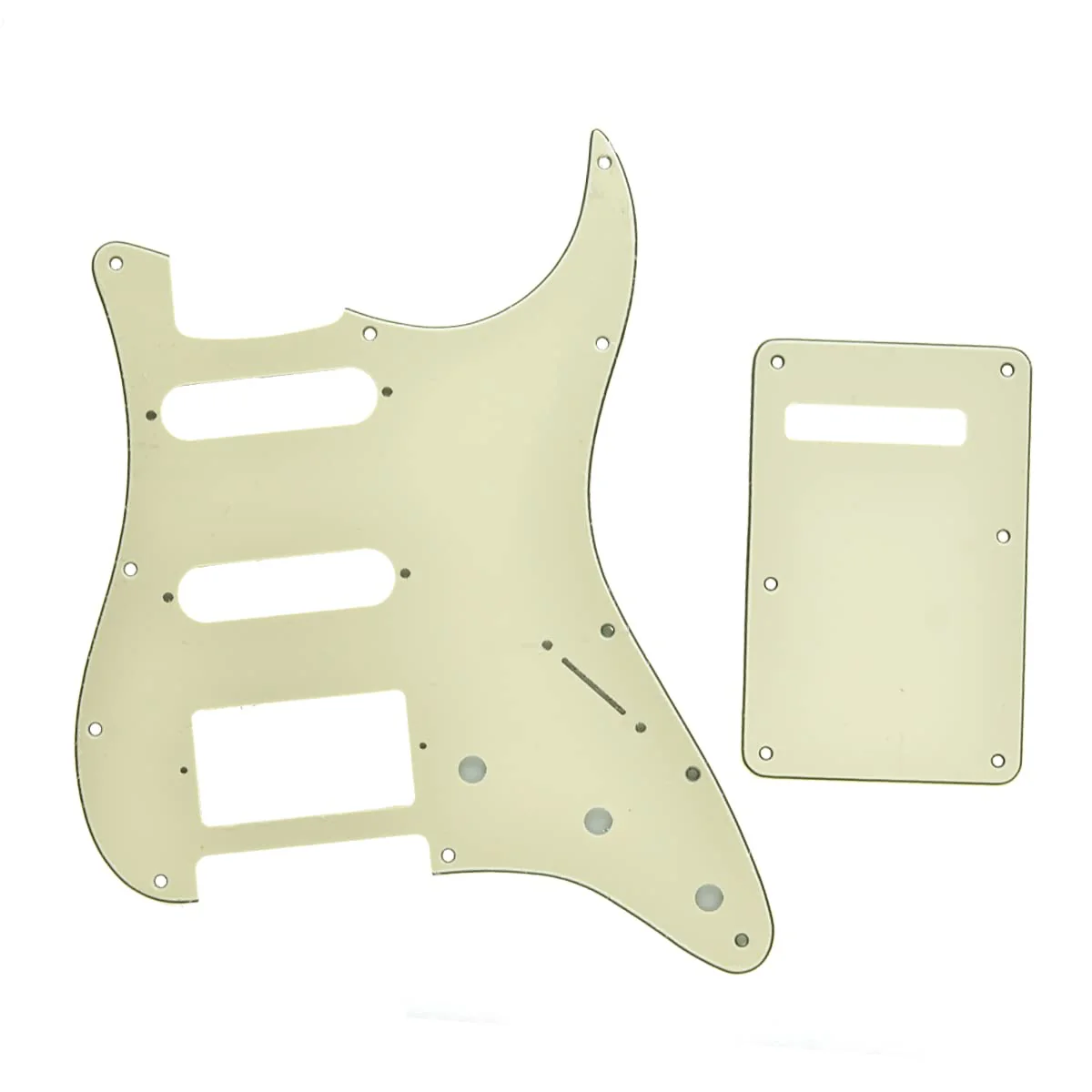 Dopro Strat HSS Guitar Pickguard ST Back Plate Tremolo Cover for USA/Mexican FD Aged White 3 Ply