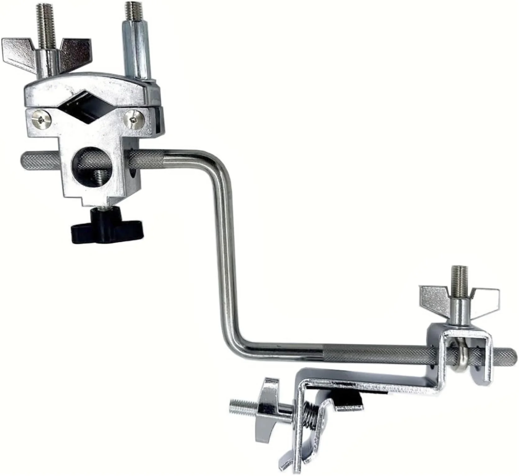 Double Bass Drum Hoop Attachment Clamp for Hi Hat Drum Cowbell Cymbal Mount, Tom Drum Hoop Clamp with 3/8" Z Shape Percussion Mount Rod Clip for Jam Block Tambourine