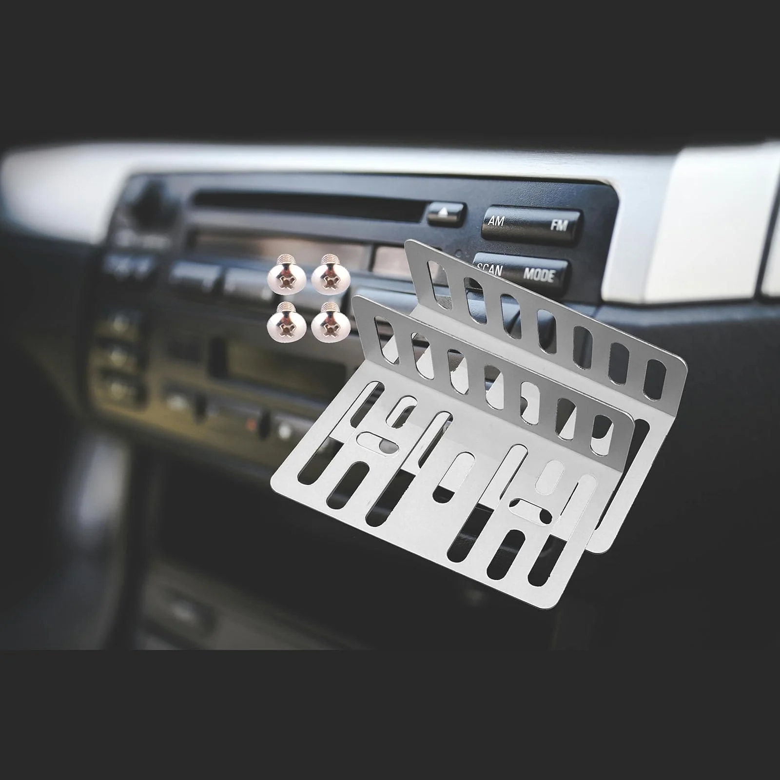 Double DIN Installation Kit - Universal Metal Car Stereo Radio Mounting Bracket and Screws Kit, Car Audio & Video Dash Mounting Kit, Brackets Size - 3.15 x 1.88 x 0.94 in - Image 3