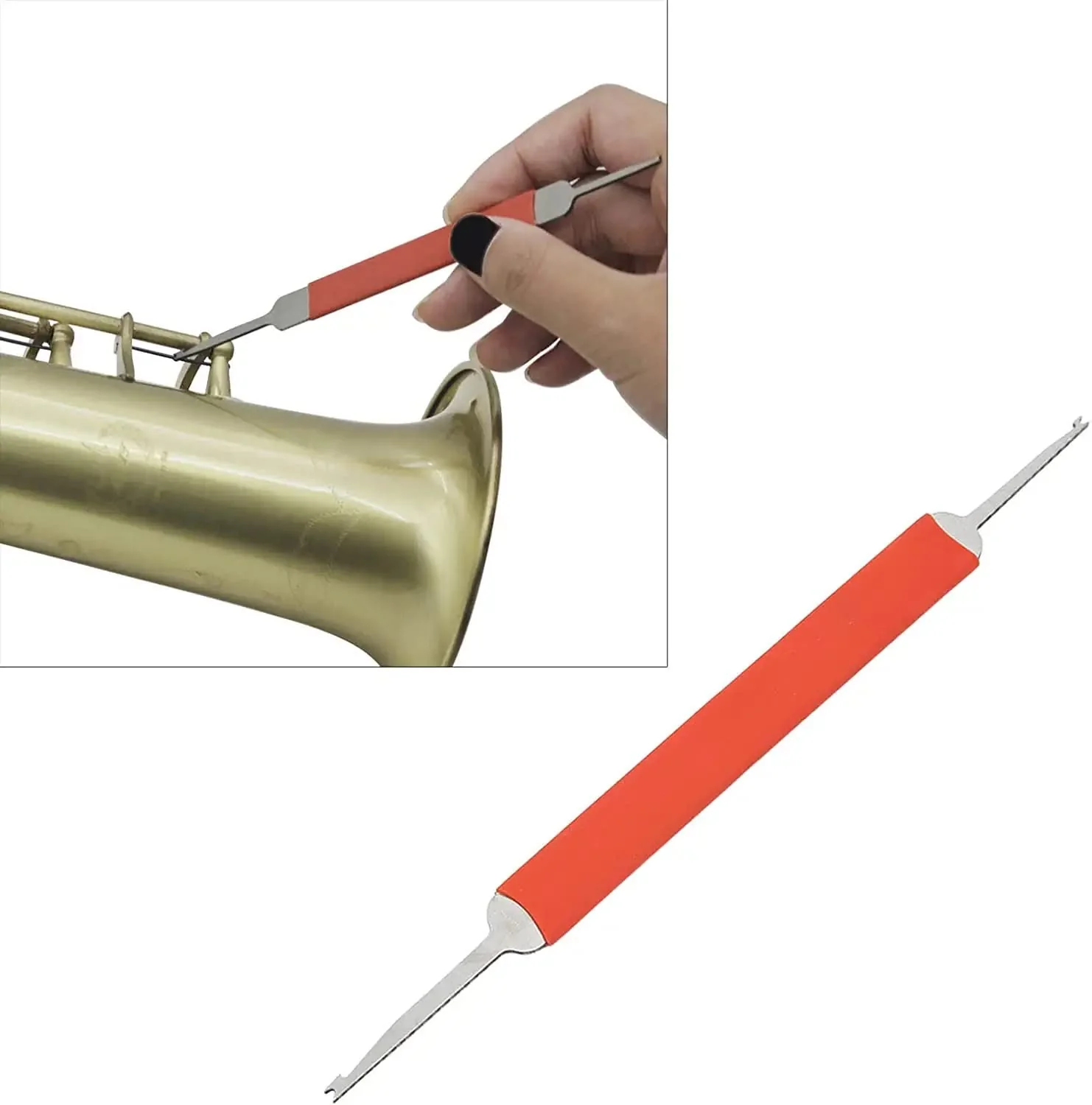 Double Head Woodwind Spring Hook for Sax Clarinet Flute Piccolo Comfortable Grip with Anti-Slip Sleeve 1pcs - Image 5