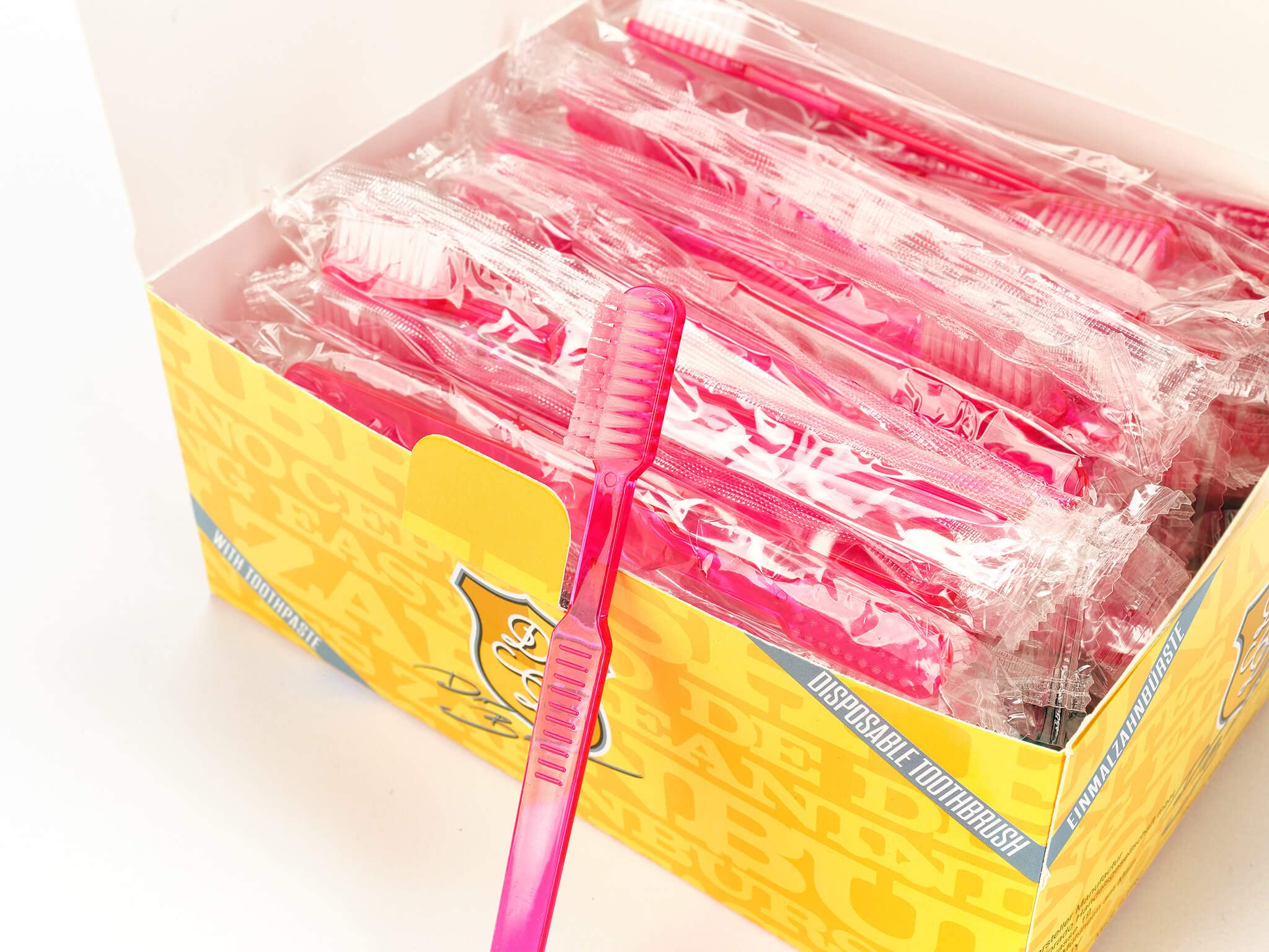 Dr. Bauer Disposable Toothbrushes with Toothpaste Pack of 100 Blue-red-pink-black 100 stück (1er Pack) - Image 7