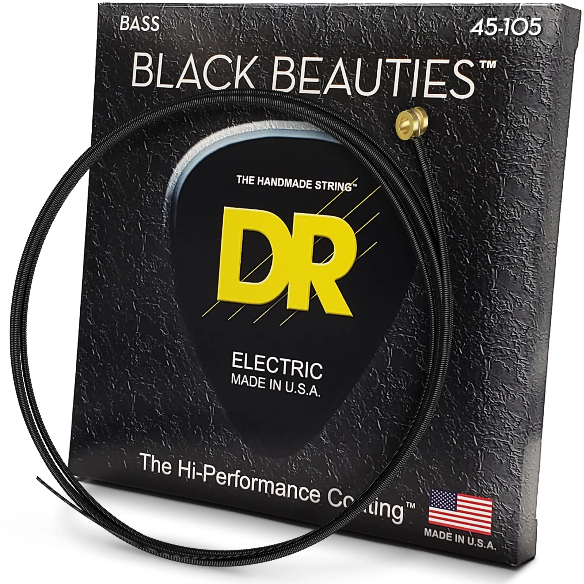 DR Strings Black Beauties BKB-45 Coated Black Bass Guitar Strings – Medium Gauge, Medium Scale 4-String(45-105)