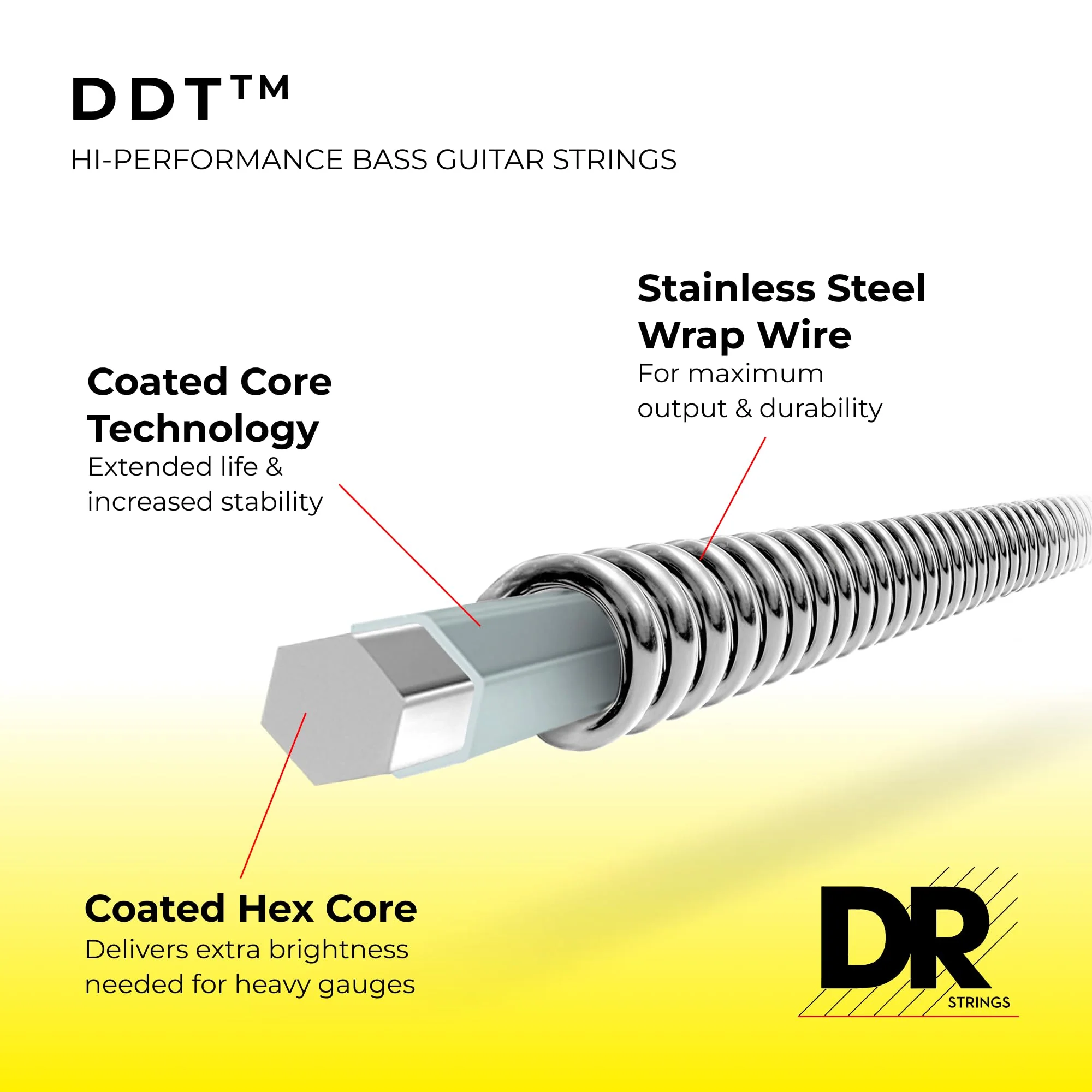 DR Strings DDT : Drop Down Tuning Bass Heavy Strings (DDT50) DDT™ Bass: Heavy 50-110 - Image 2