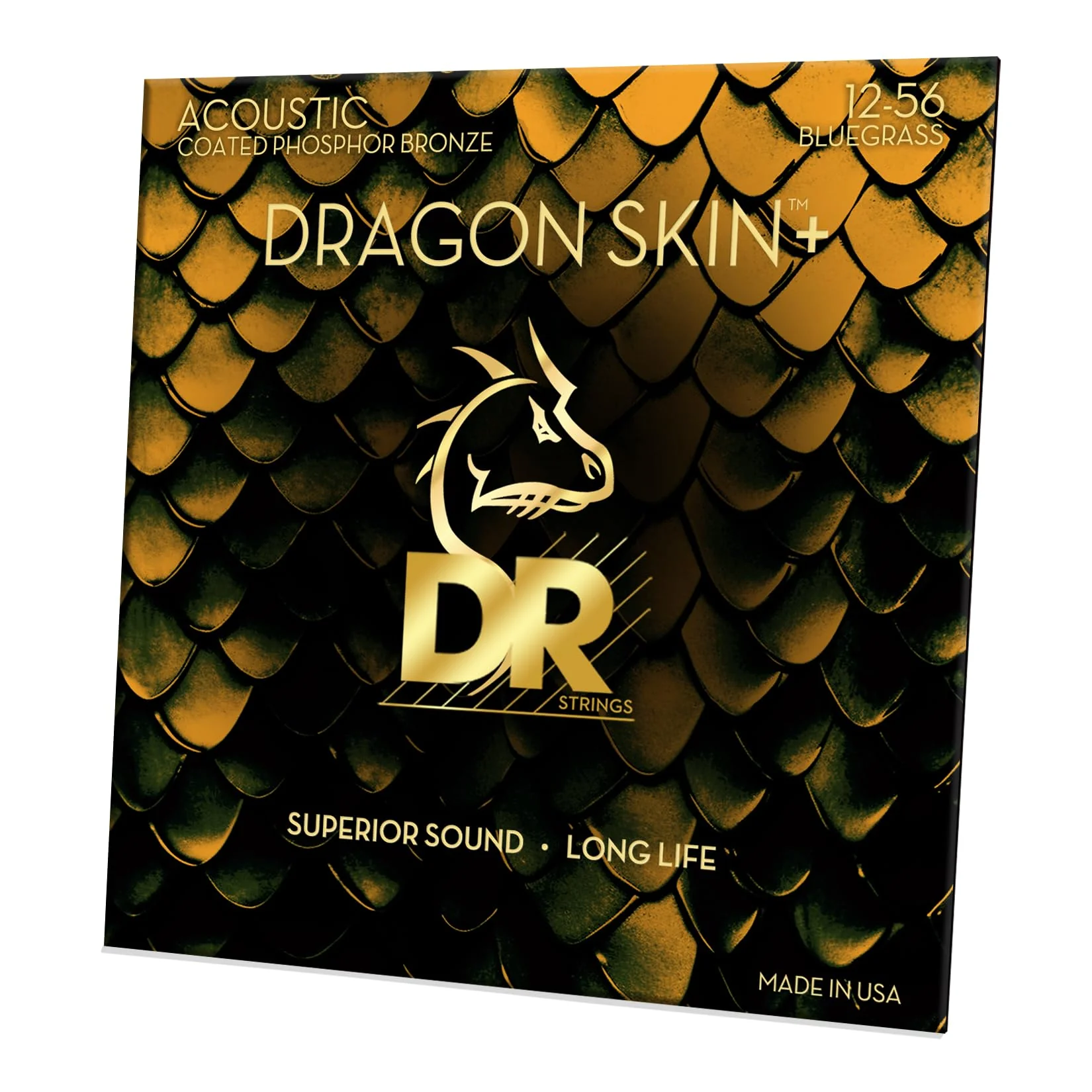 DR Strings - Dragon Skin+ - Acoustic Guitar Strings 6-String Set - Bluegrass 12-56 - Phosphor Bronze - Acoustic Guitar Accessories (DAP-12/56) DAP-12/56 Bluegrass 12-56