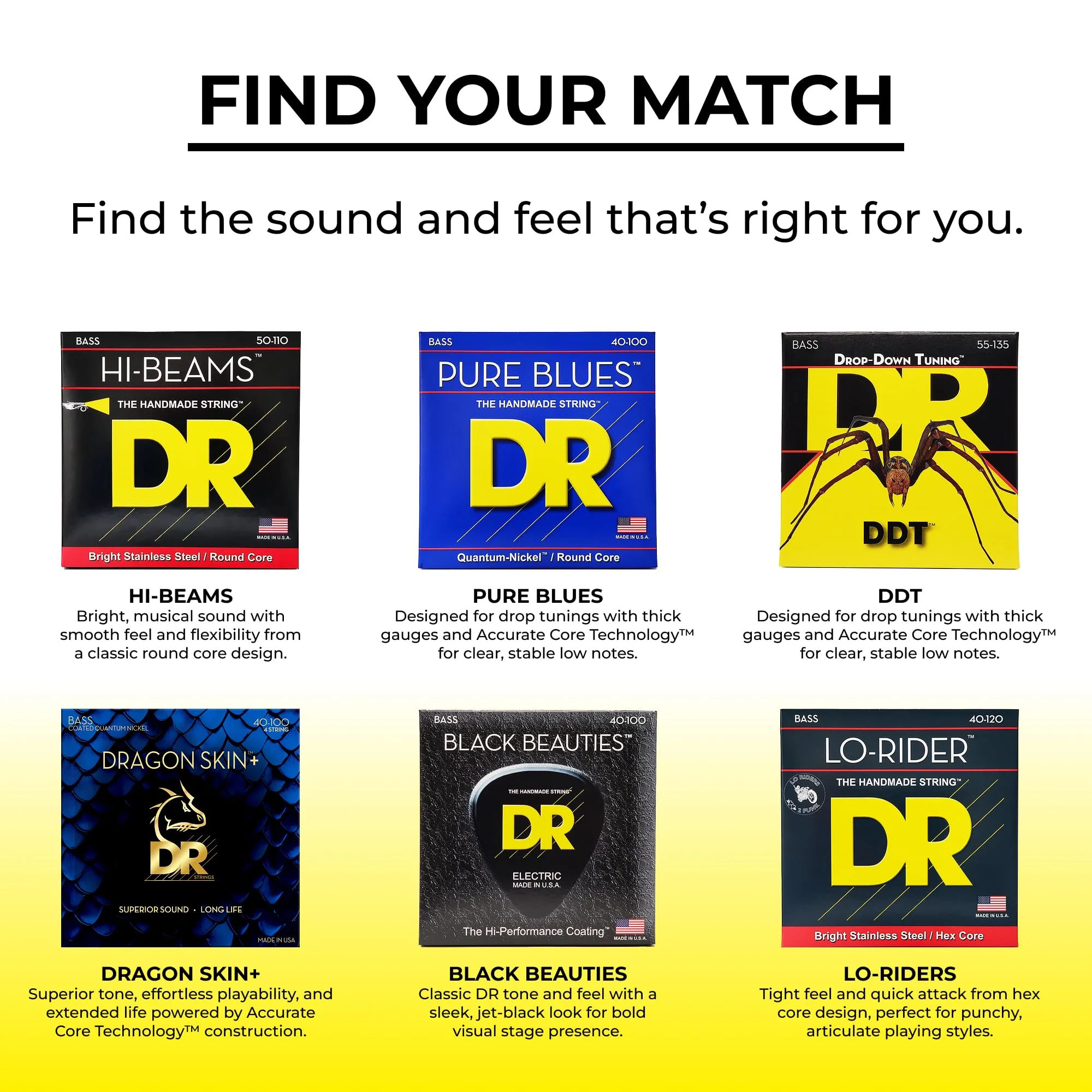 DR Strings Nickel Lo-Rider - Nickel Plated Hex Core Bass 40-100 (NLH-40) NICKEL LO-RIDER™: Light 40-100 - Image 7